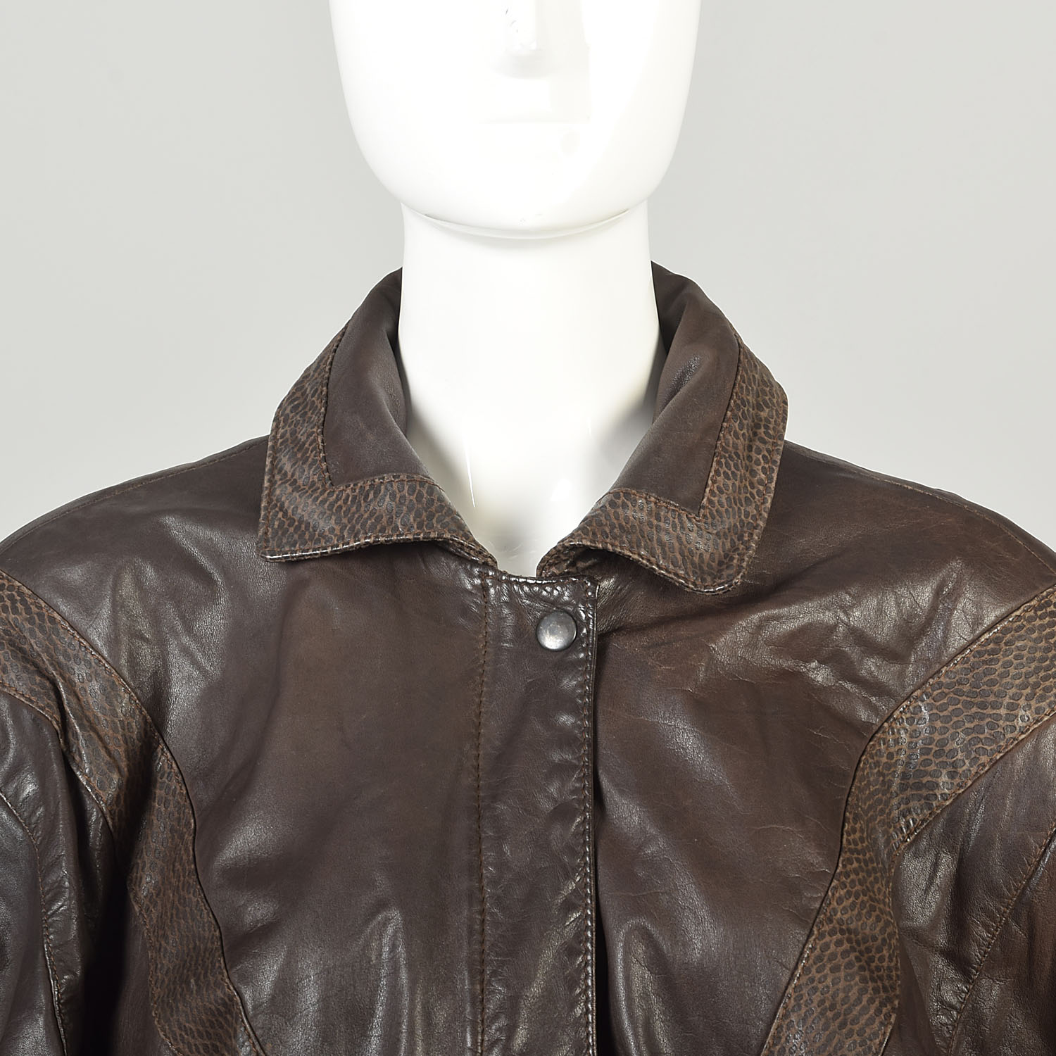 Large 1980s Chocolate Brown Soft Leather Dolman Batwing Sleeve