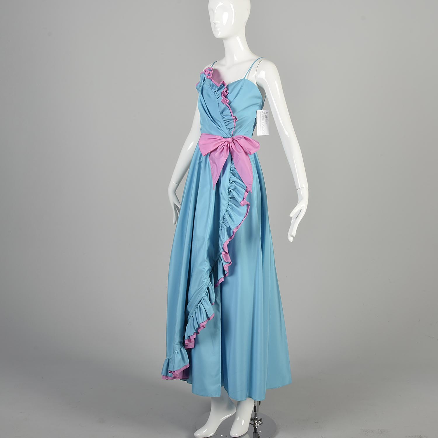 1980s XS Vintage Prom Dress Ruffle Bow Sweetheart Formal Dress Cotton Candy  Gown | eBay