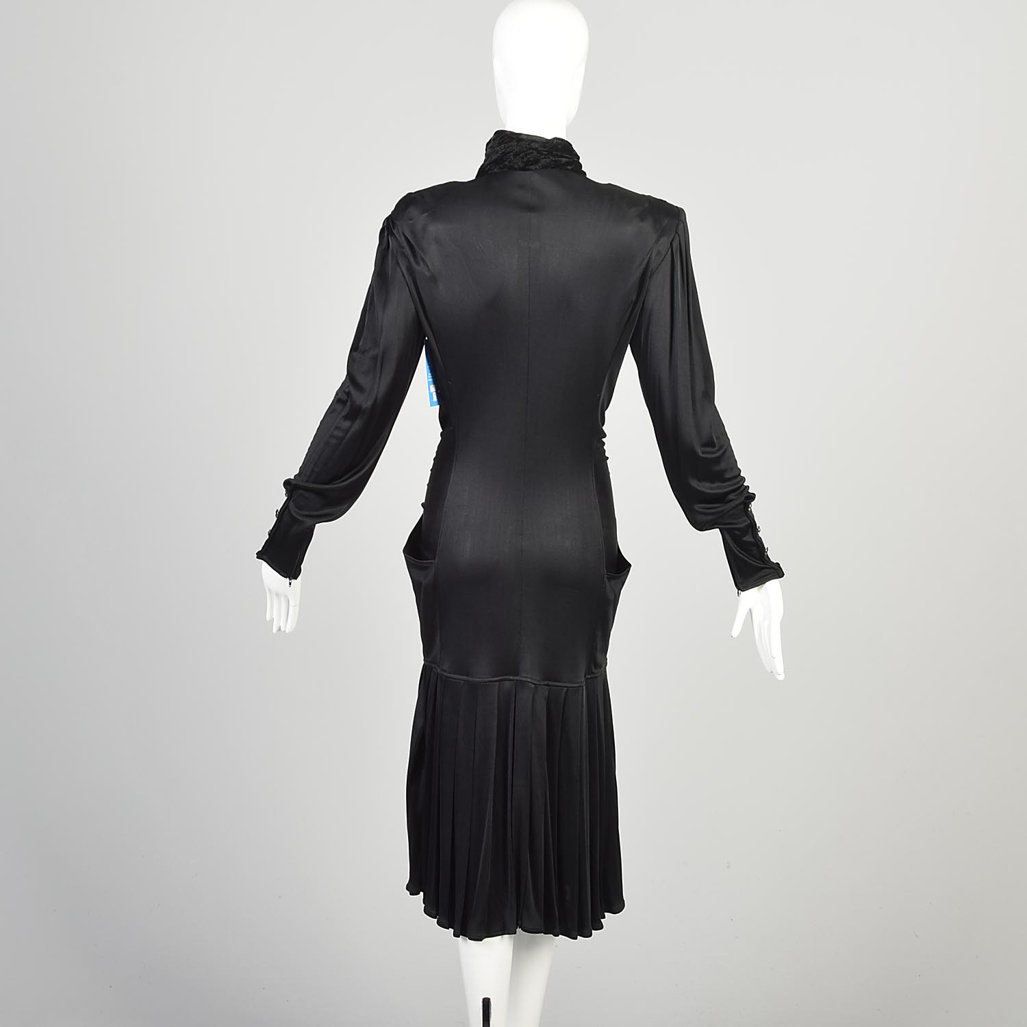 Medium 1980s Designer Dress Goth Femme Fatale Sexy LBD Little Black Dress