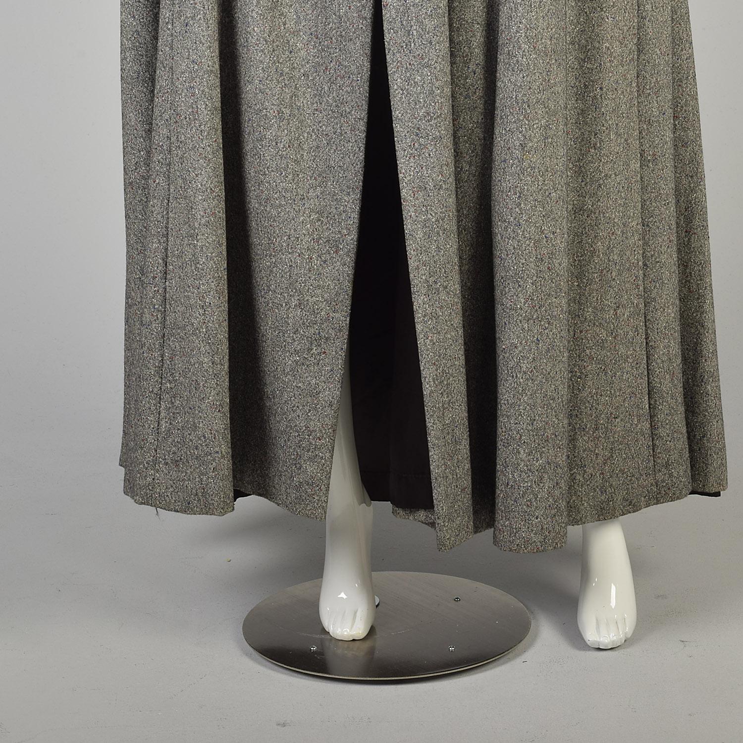 OSFM 1970s Gray Full Length Maxi Cape Flecked Wool Tweed Cloak
