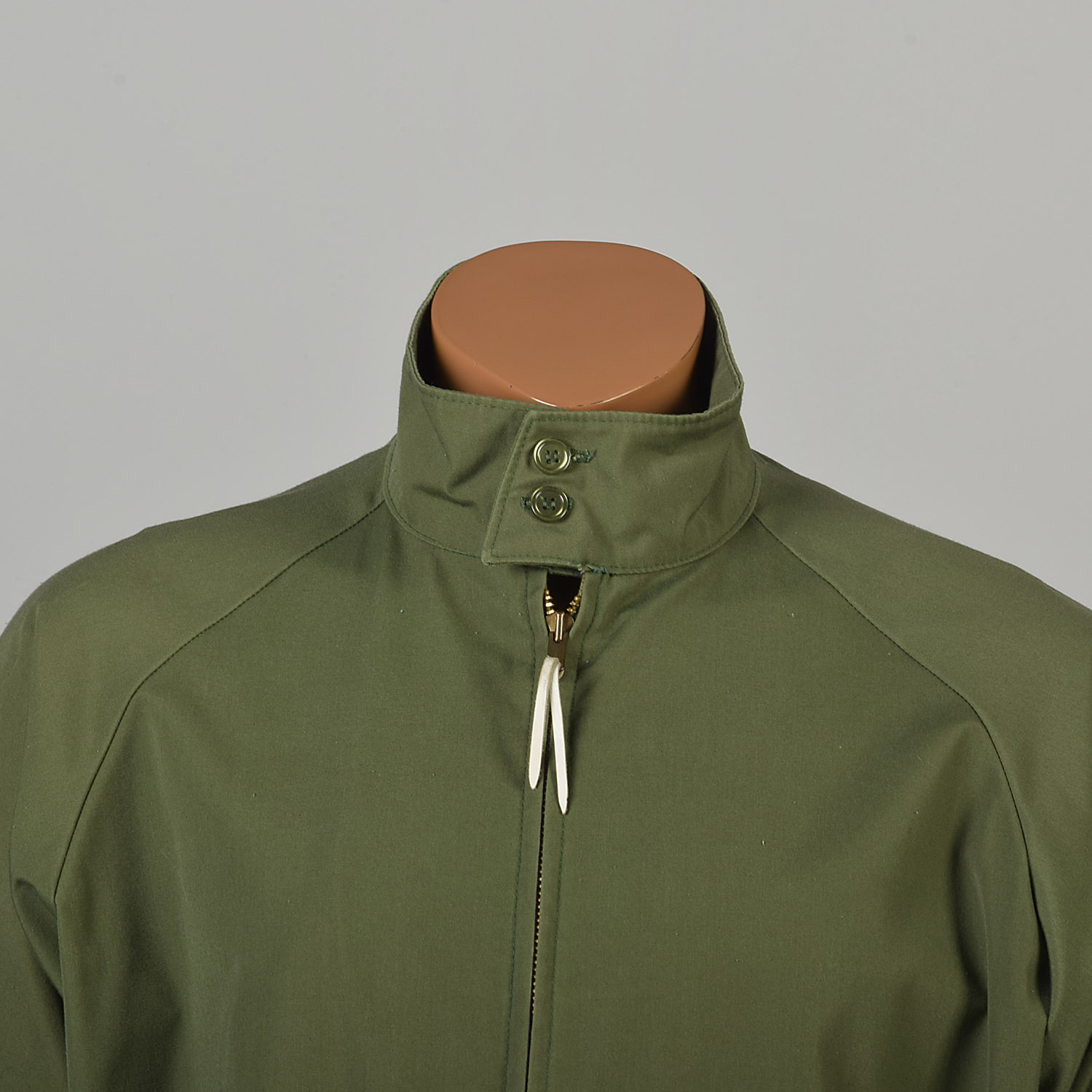 Large 1960s Green Zip Up Jacket Elastic Waist Stand Collar | eBay