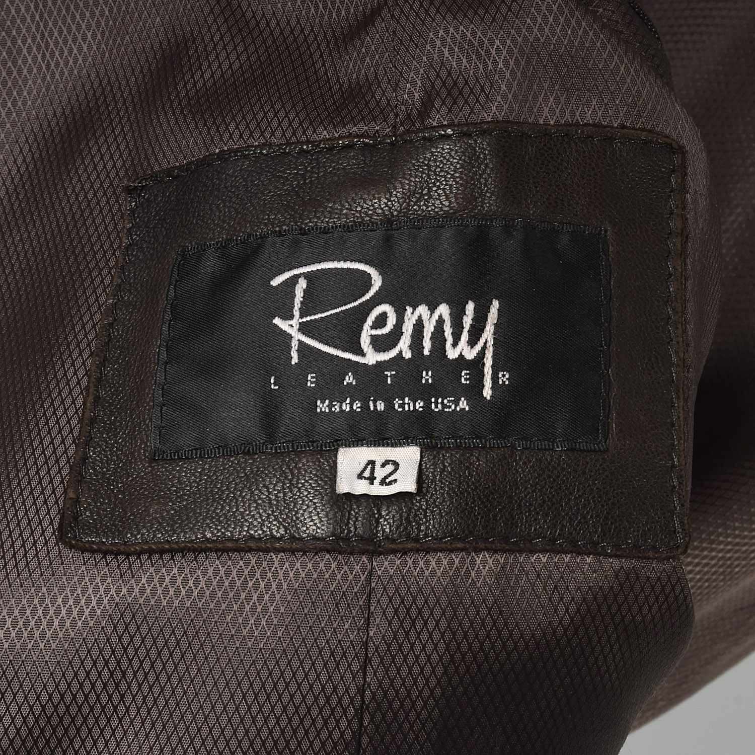 L Mens Remy 90s Leather Jacket Chocolate Brown Removable Placket 