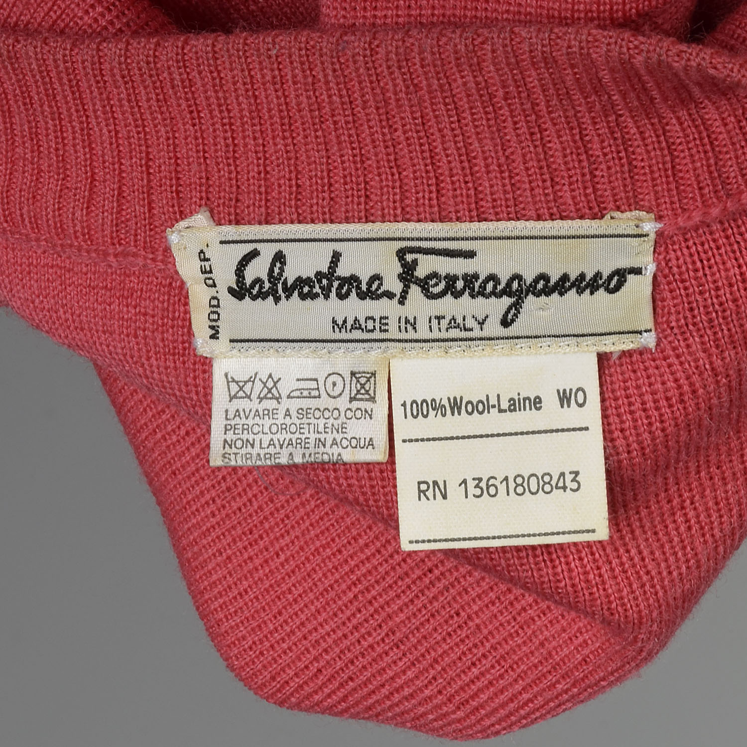 Large 1980s Ferragamo Knit Two Piece Set Pink Sweater