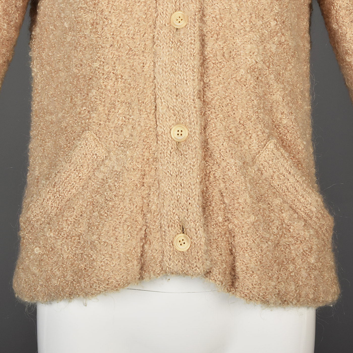 M Vintage 1960s 60s MOD Courreges Boucle Knit Cardigan