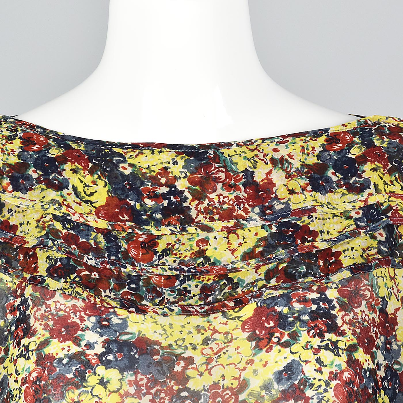 Rare Gianni Versace 1980s Sexy Sheer Top Silk Blouse Loose Floral