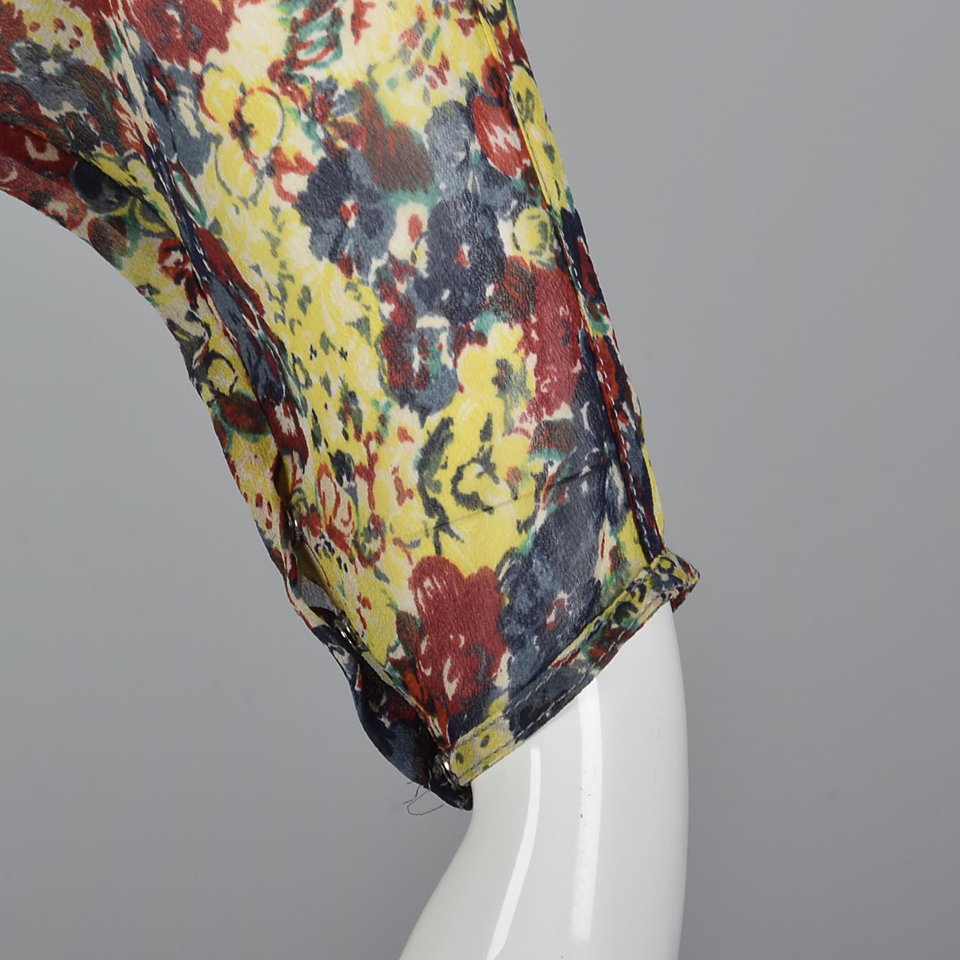 Rare Gianni Versace 1980s Sexy Sheer Top Silk Blouse Loose Floral