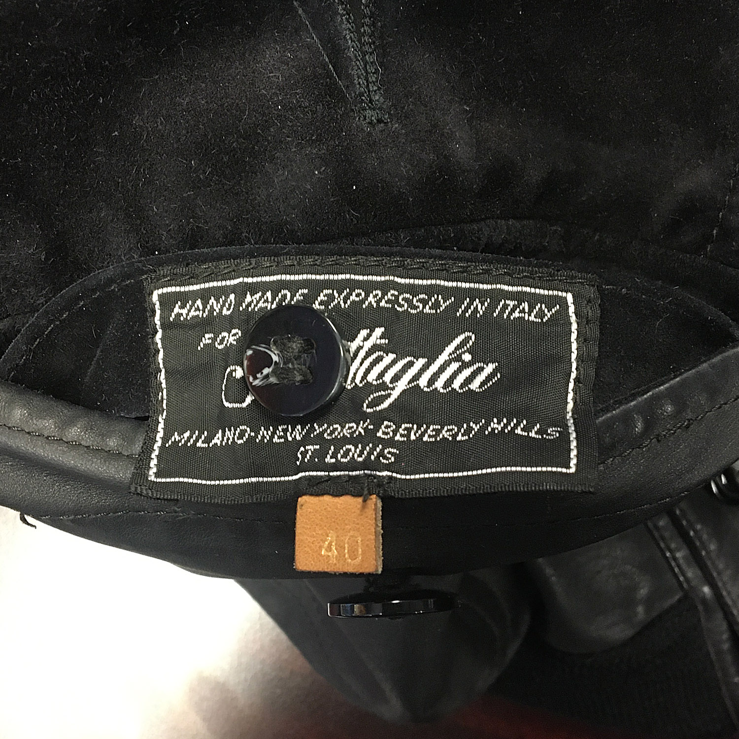 M 1980s Mens Battaglia Black Jacket Suede Leather