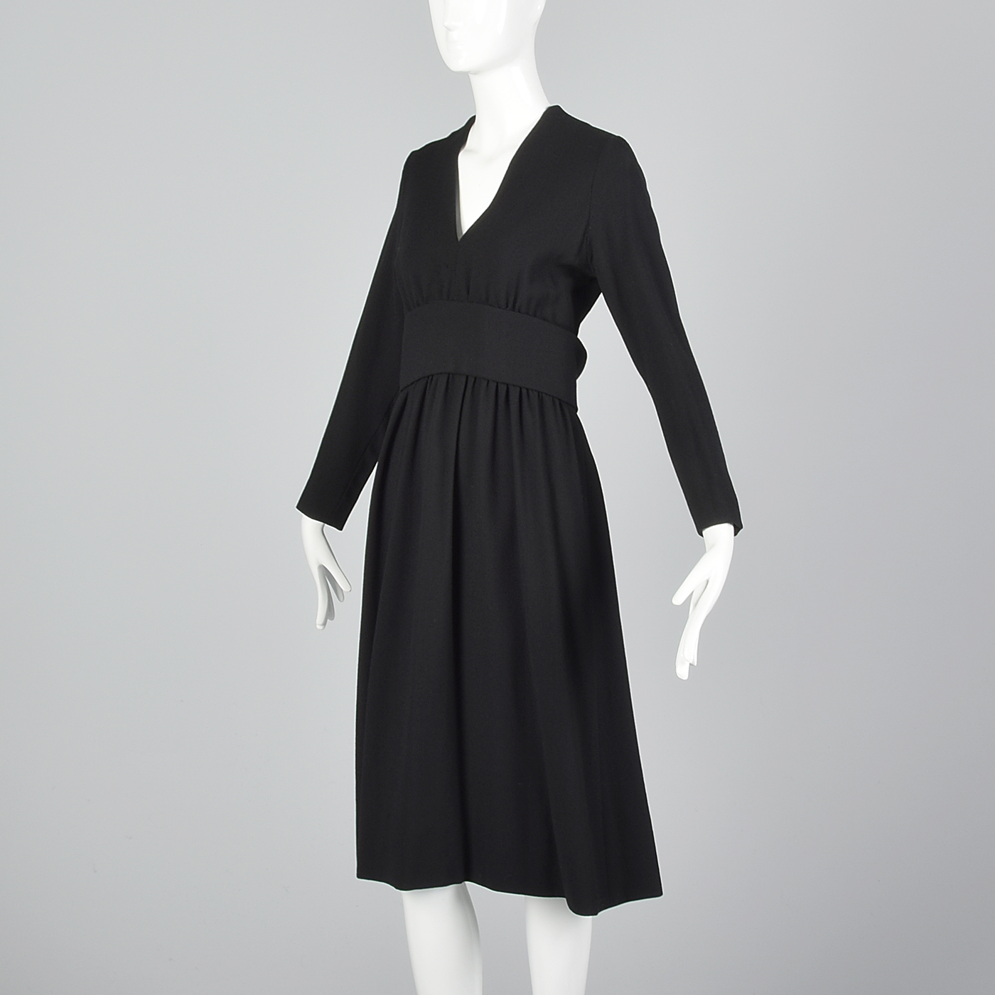M 1970s Norman Norell Gustave Tassell Simple Winter Dress LBD Long Sleeve  Wool | eBay