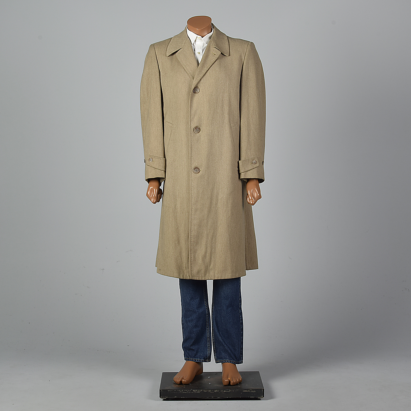 42 Mens Tan Wool Winter Coat Overcoat Long Sleeves Stylebilt