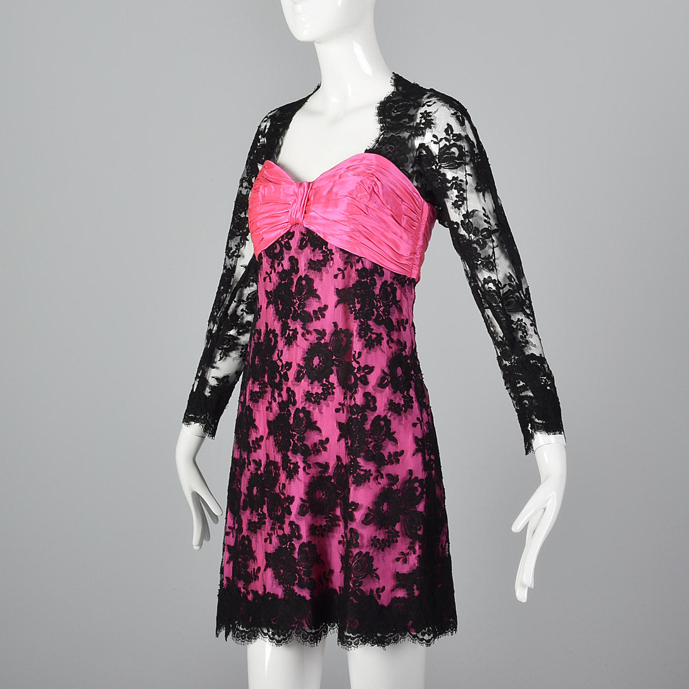 chinese dress ladies Love Me Pink Lace Long Sleeve Mini Dress - US 8 main image 1