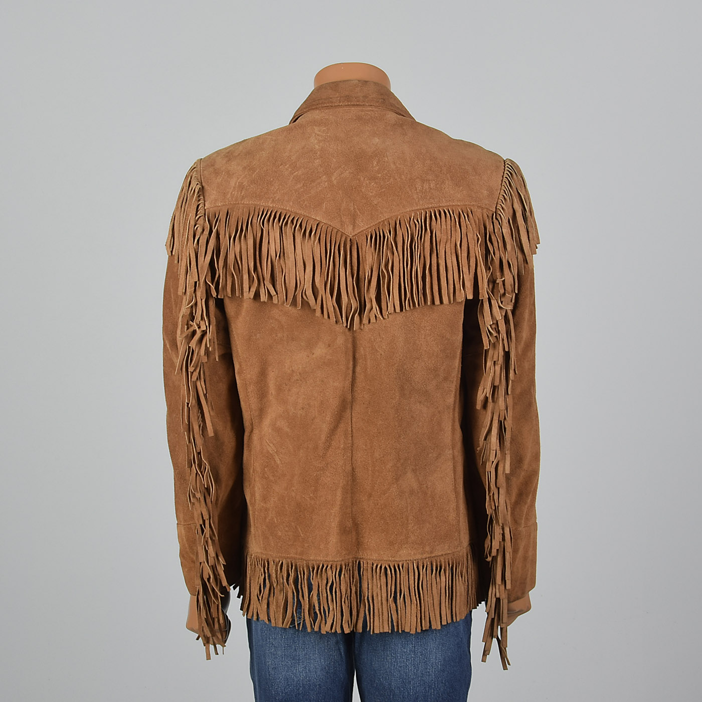 M 1970s Mens Brown Leather Bohemian Jacket Fringe Trim Outerwear M 1970s Mens Brown Leather Bohemian Jacket Fringe Trim Outerwear Hippie 70s Vtg