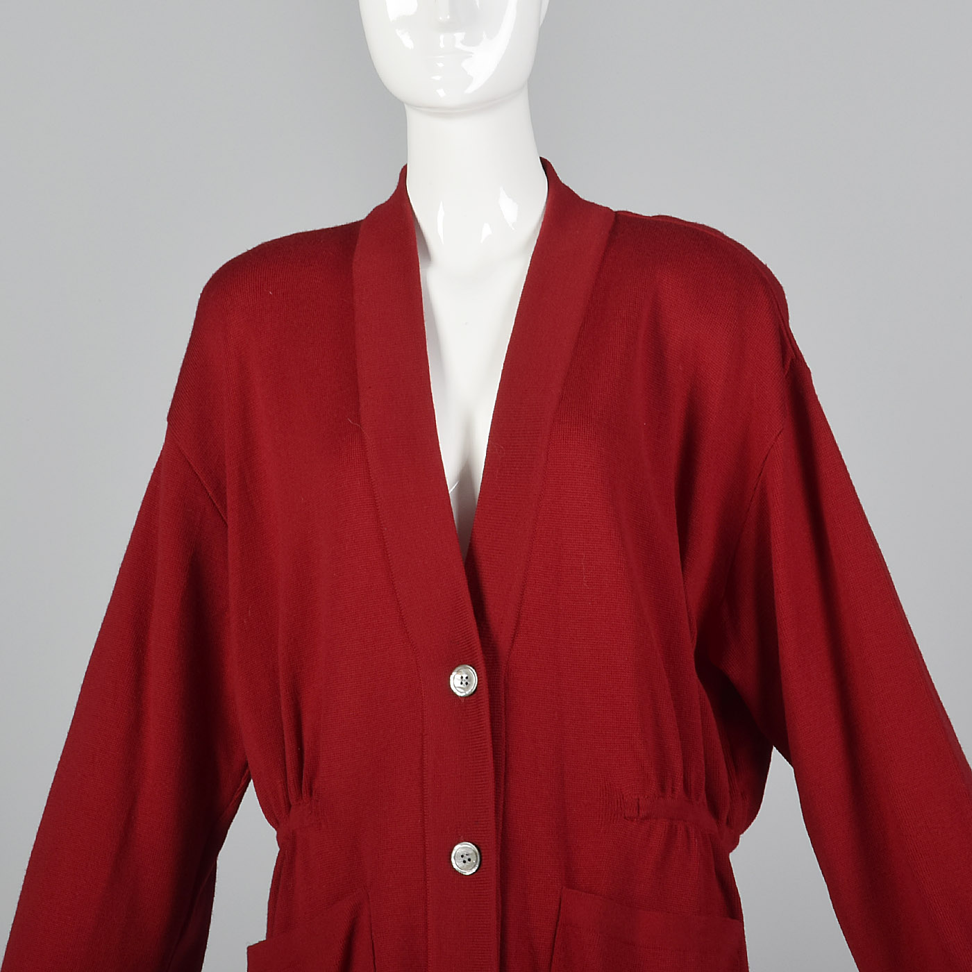 L 1980s Oversized Red Knit Cardigan Long Sleeve Wool Separates 80s VTG | eBay