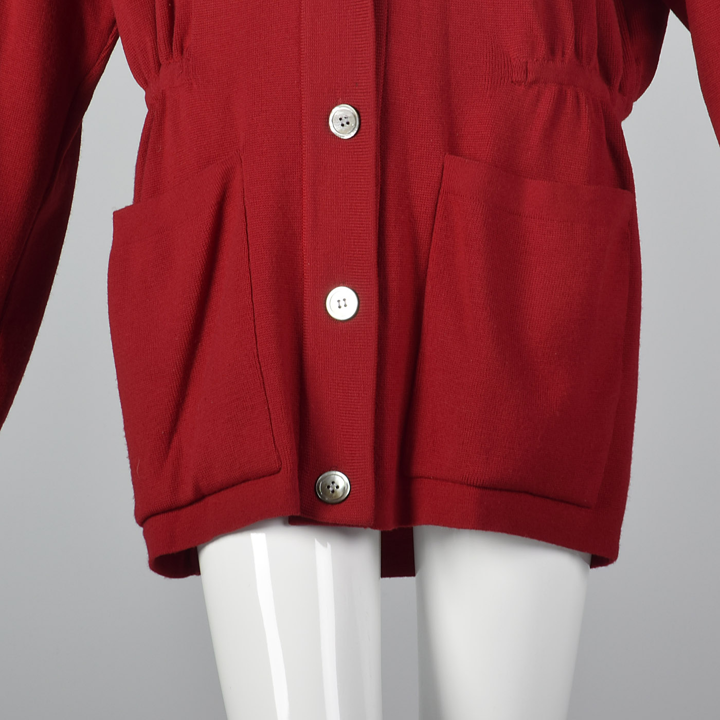 L 1980s Oversized Red Knit Cardigan Long Sleeve Wool Separates 80s VTG | eBay