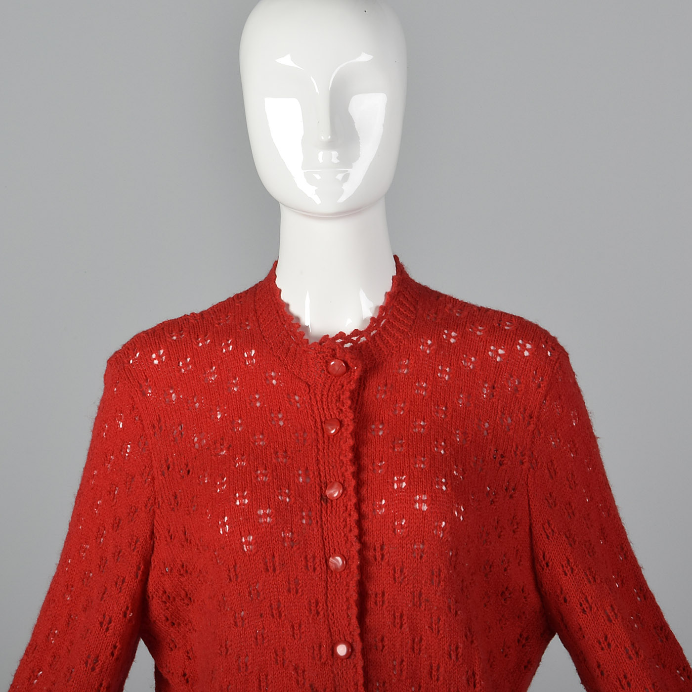 Medium 1960s Red Knit Cardigan Long Sleeve Button Up VTG Womens Sweater | eBay