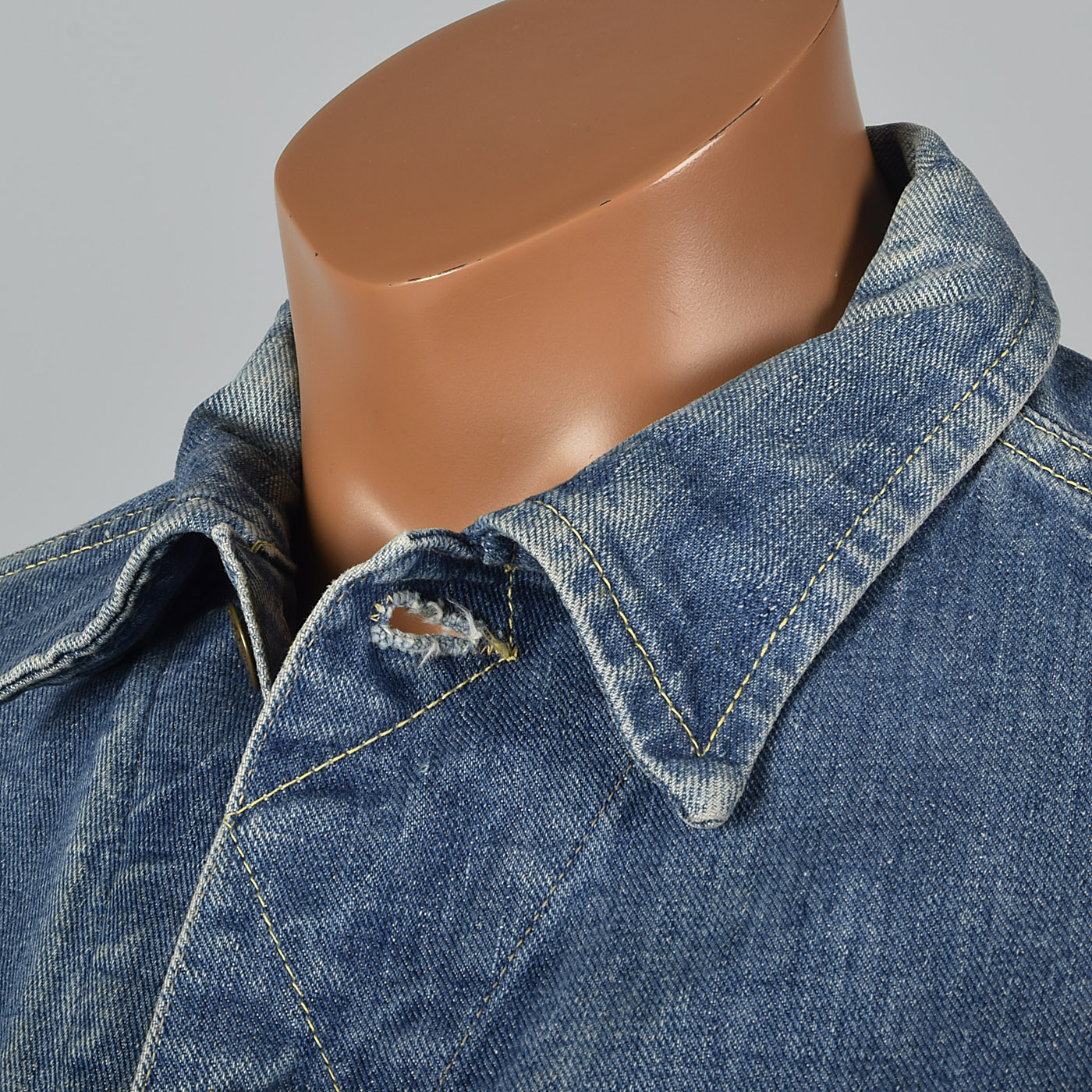 Large 1970s Lee Mens Denim Jacket Pockets Distressed 101-J