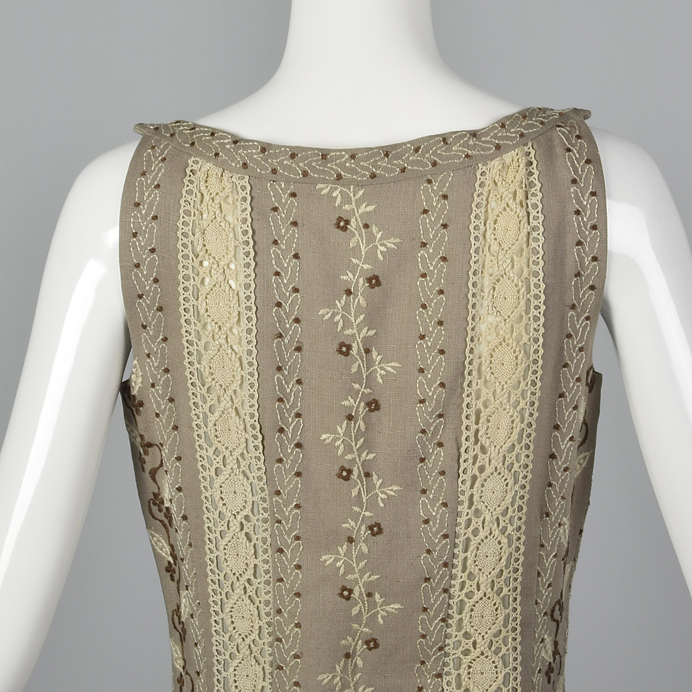 XS 1960s Moygashel Irish Linen Pencil Dress Sleeveless Lace Embroidery  Summer | eBay