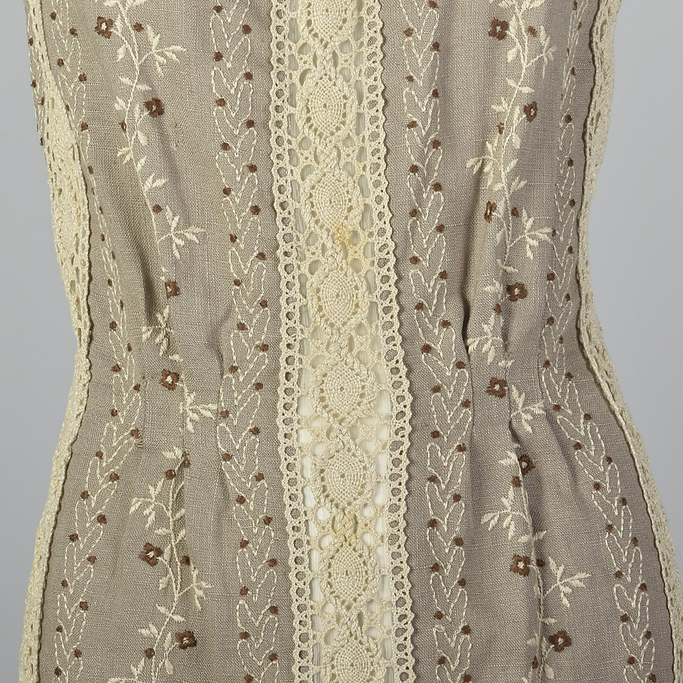 XS 1960s Moygashel Irish Linen Pencil Dress Sleeveless Lace Embroidery  Summer | eBay