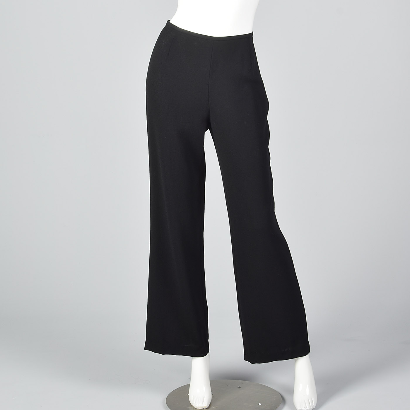 XS Wool Crepe Escada Couture Black Pant Suit Long Sleeve Top