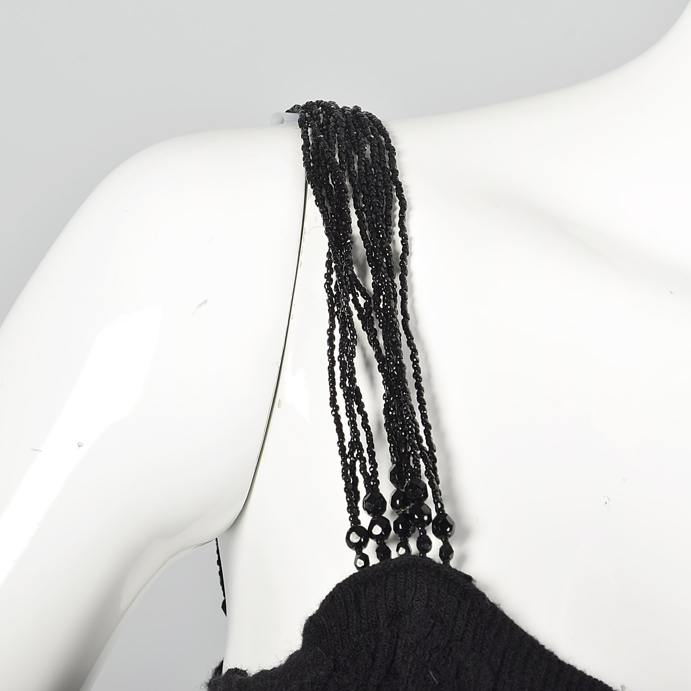 XS 1990s Armani Collezioni Knit Top Black Tank VTG Beaded Straps