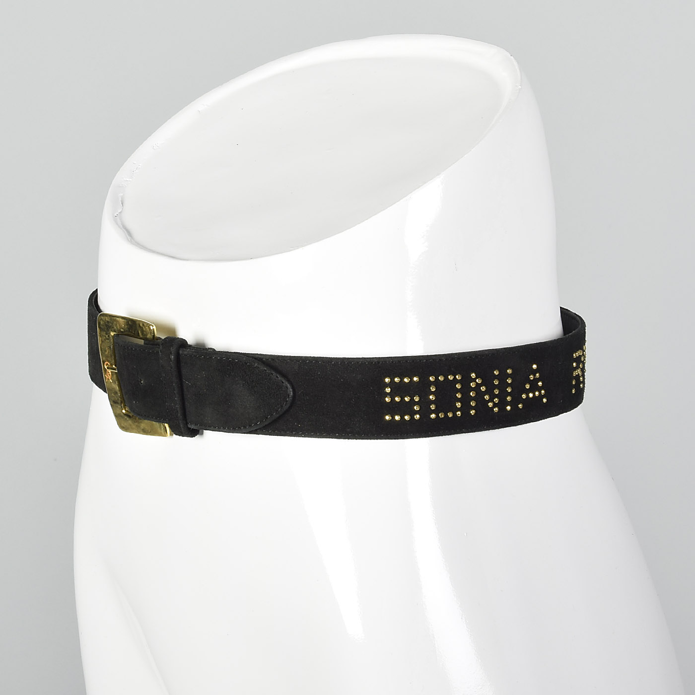 Small 1990s Sonia Rykiel Studded Leather Belt Black Suede  display picture 1
