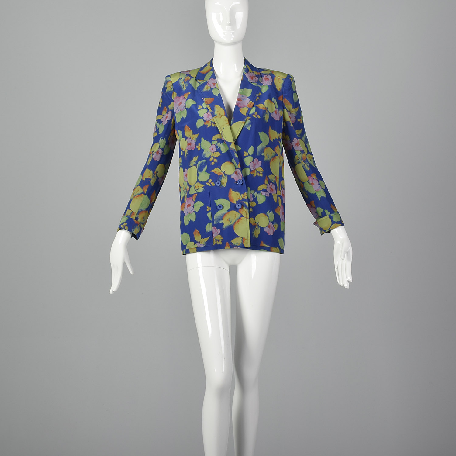 Small 1980s Floral Silk Blazer Jean Louis Scherrer Boutique