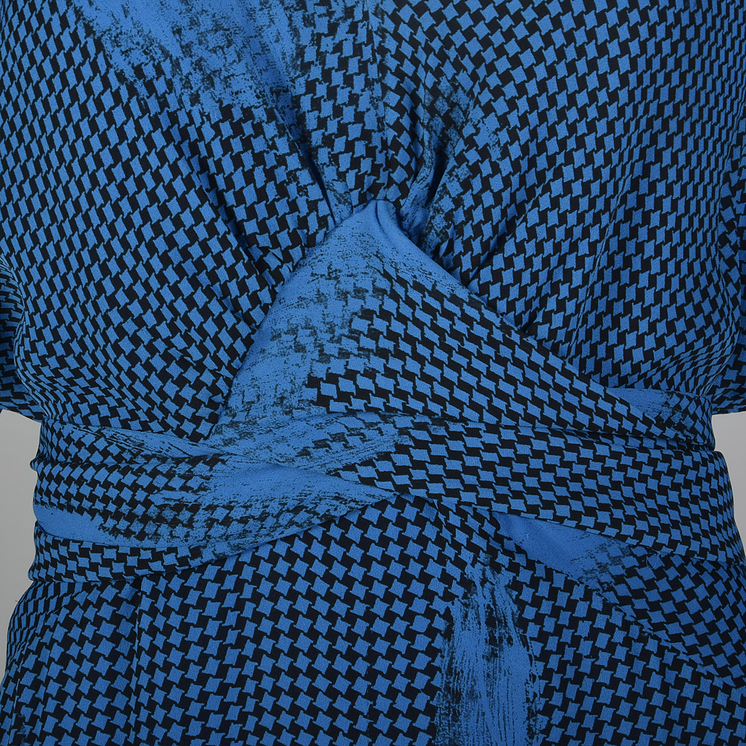 Robe Vintage Stella McCartney Années 2000 Imprimée Abstraite Bleue/noire - Taille M, Manches Longues
