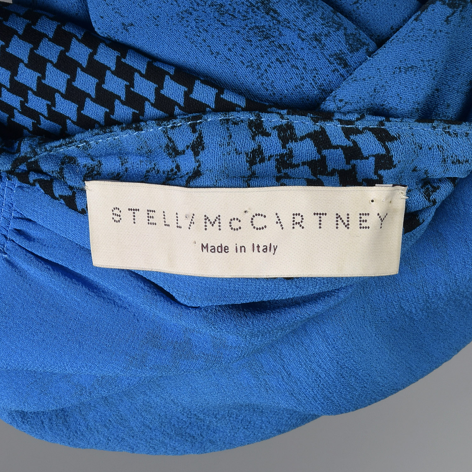 Robe Stella McCartney Années 2000 - Manches Longues, Imprimé Abstrait Bleu Noir, Taille M