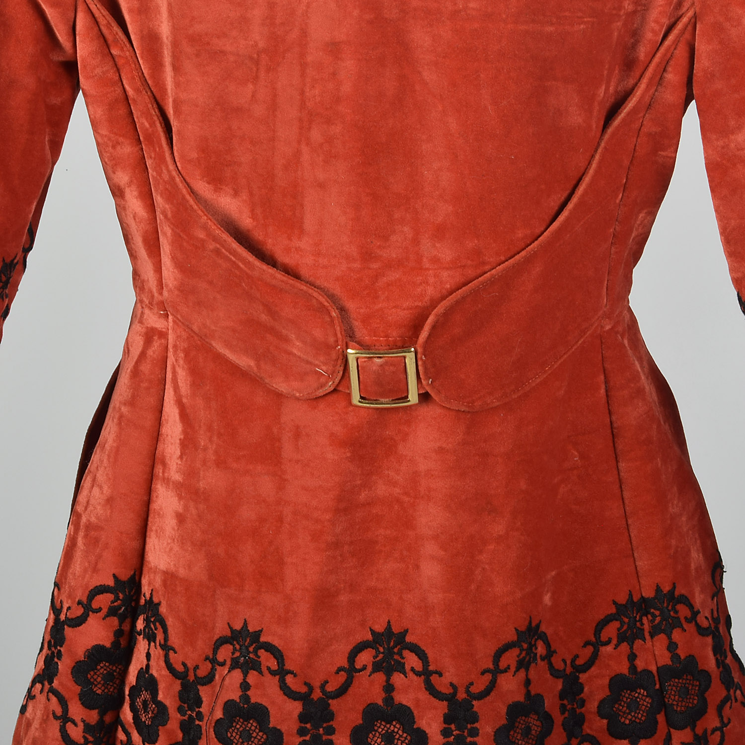 XXS 1970s Red Velveteen Princess Coat Vintage Velvet Coat Russian Style Jacket Embroidered Coat 1960s Coat