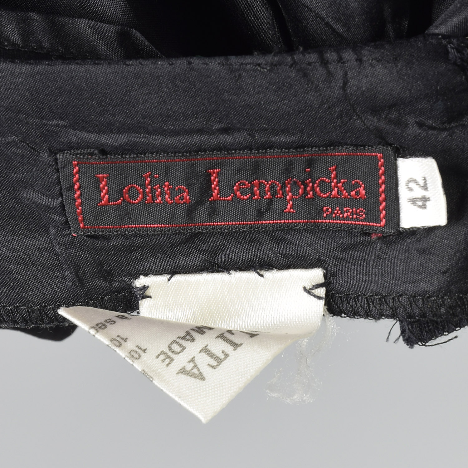 LOLITA LEMPICKA 1990s Black Wool Skirt Suit Gilded Braiding Buttons Formal Special Occasion Military