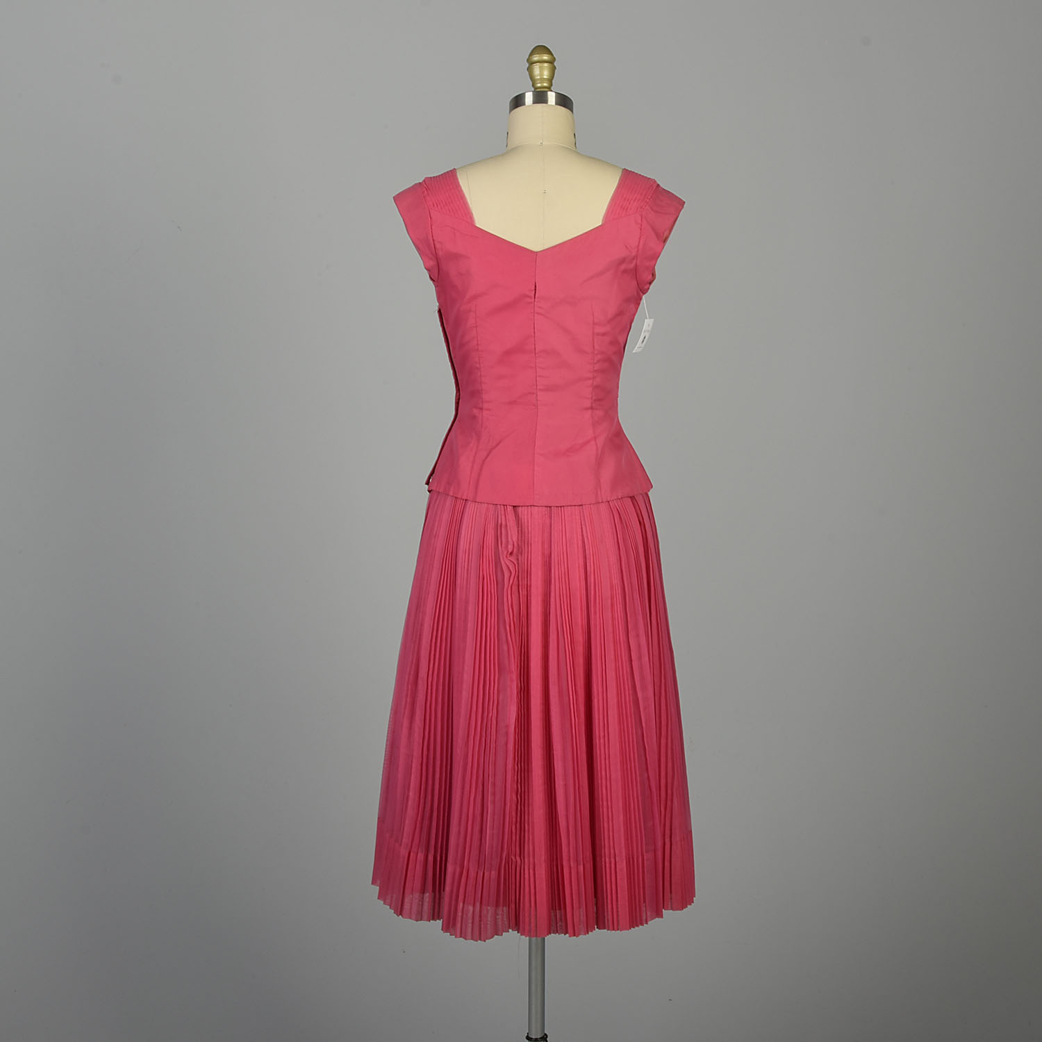 XXS 1950s Hot Pink Pleated Skirt Top Set Modern Jr. Sleeveless
