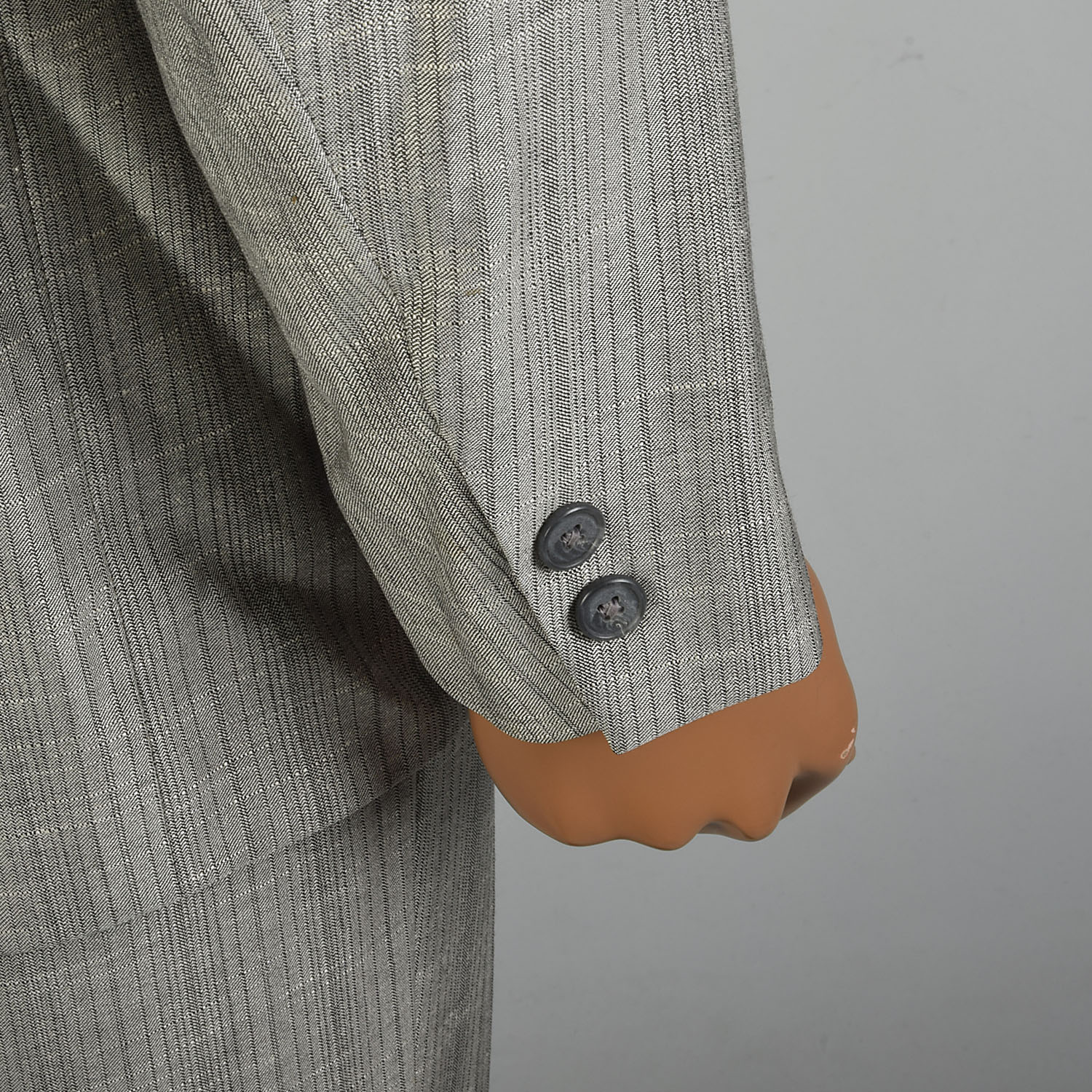 Large 1980s Mens Two Piece Suit Silver Grey Laurence Stevens Eric