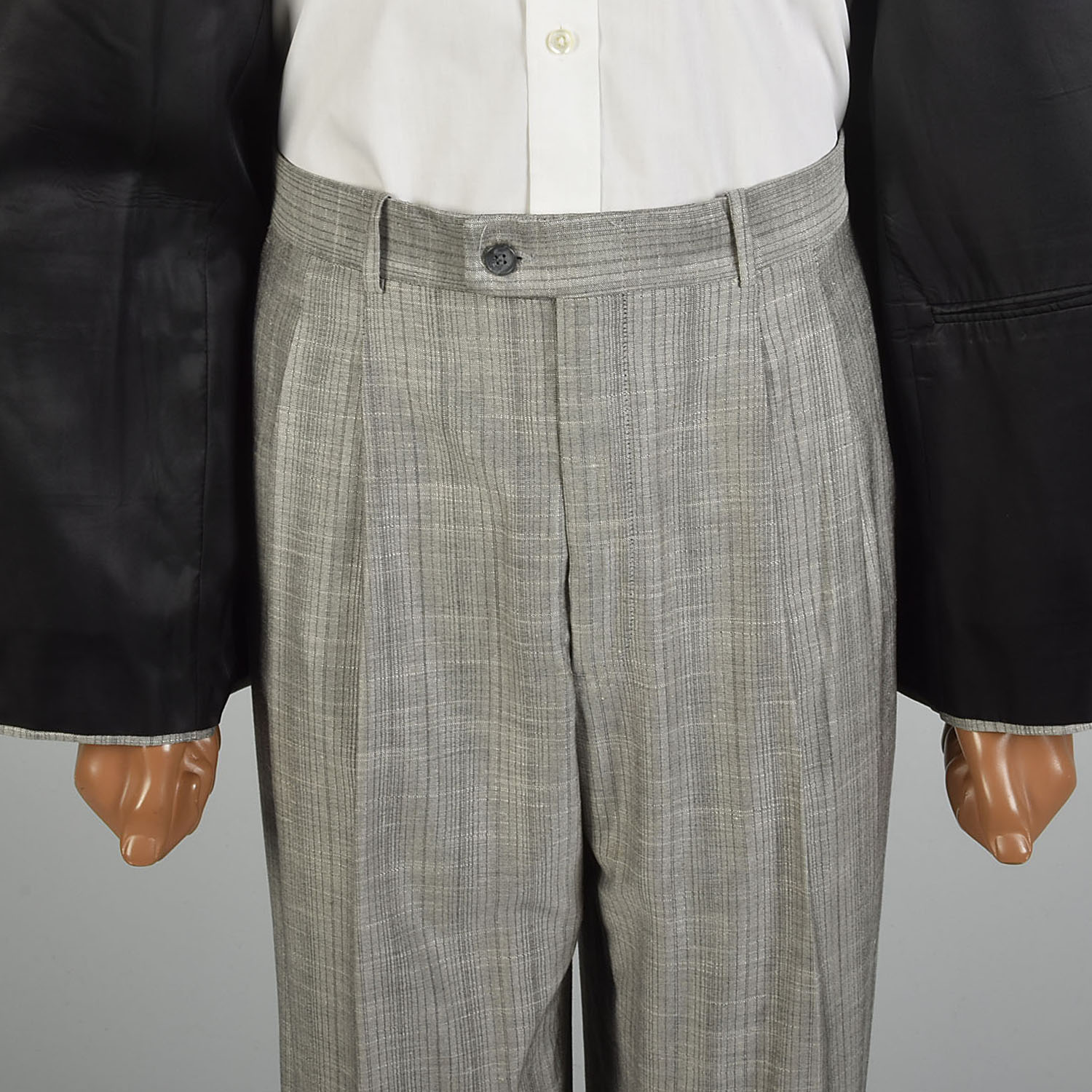 スーツ 50's style 80s MENS BIGI Large 1980s Mens Two Piece Suit Silver Grey Laurence Stevens