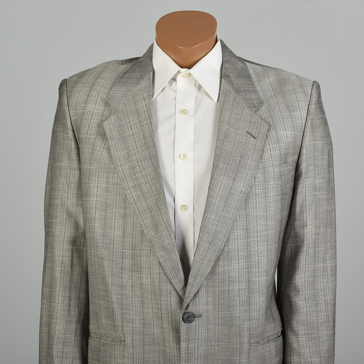 スーツ 50's style 80s MENS BIGI Large 1980s Mens Two Piece Suit Silver Grey Laurence Stevens