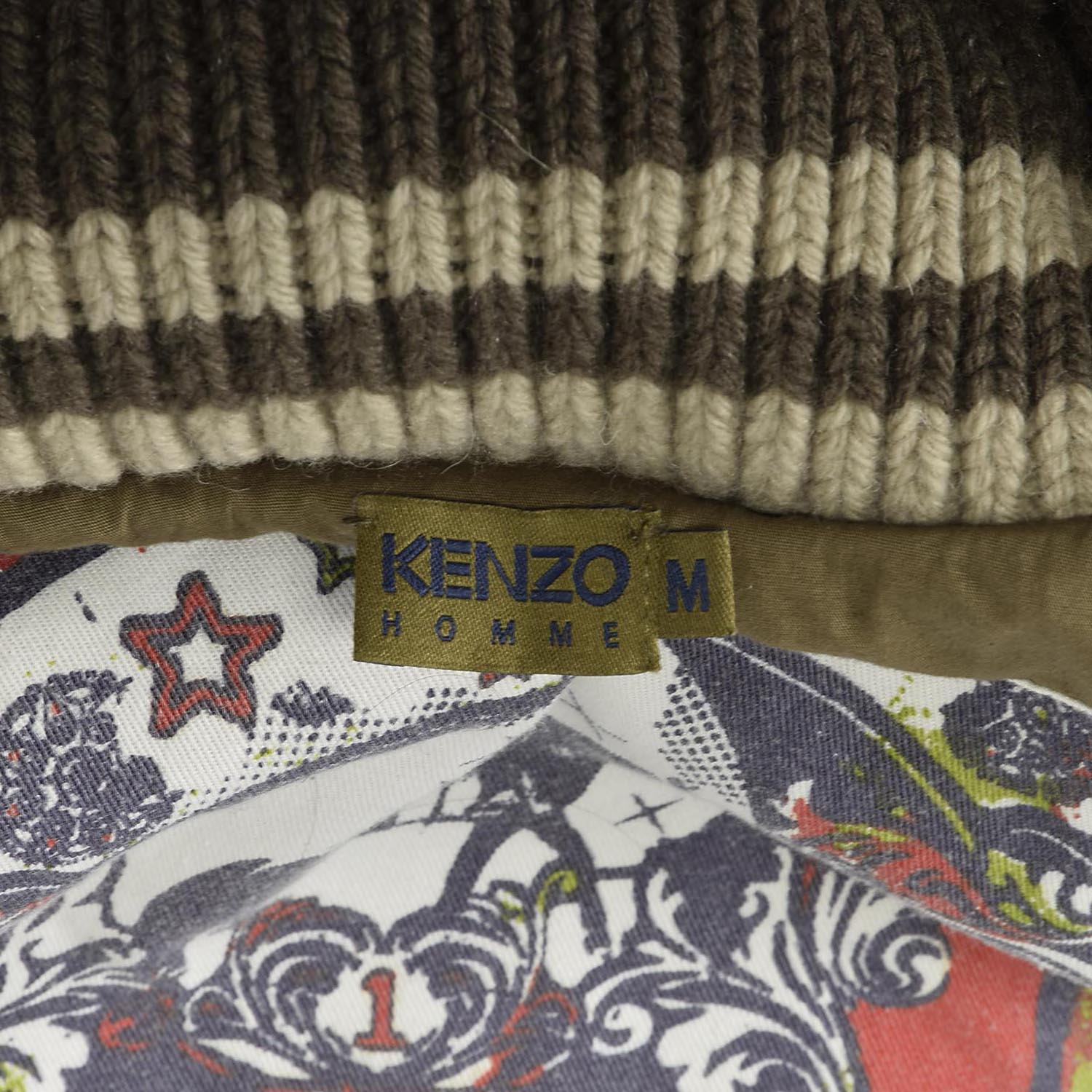 Medium 2010s Olive Green Kenzo Homme Designer Knit Cargo Strap