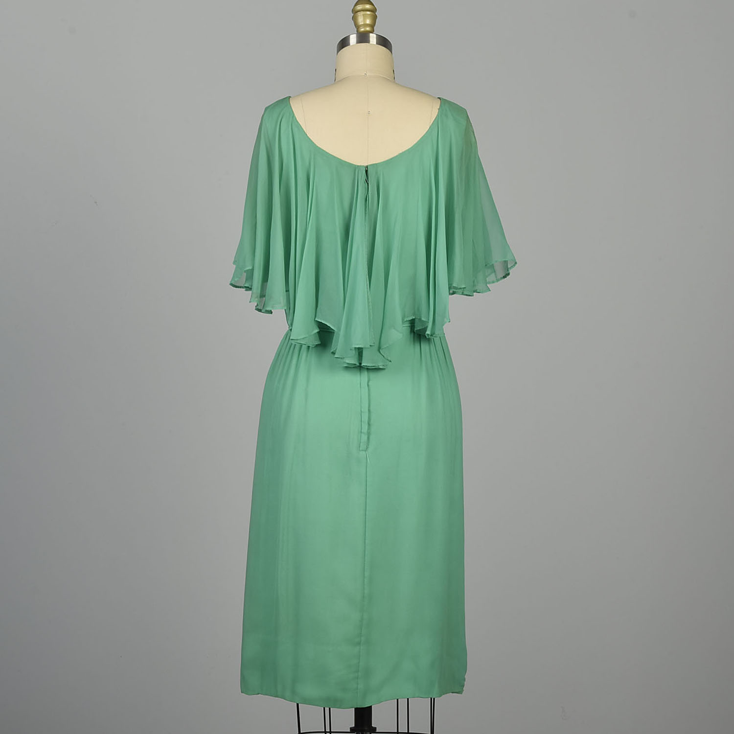 Small 1960s Wiggle Dress Emerald Green Cocktail Party Sleeveless Cape  Collar | eBay