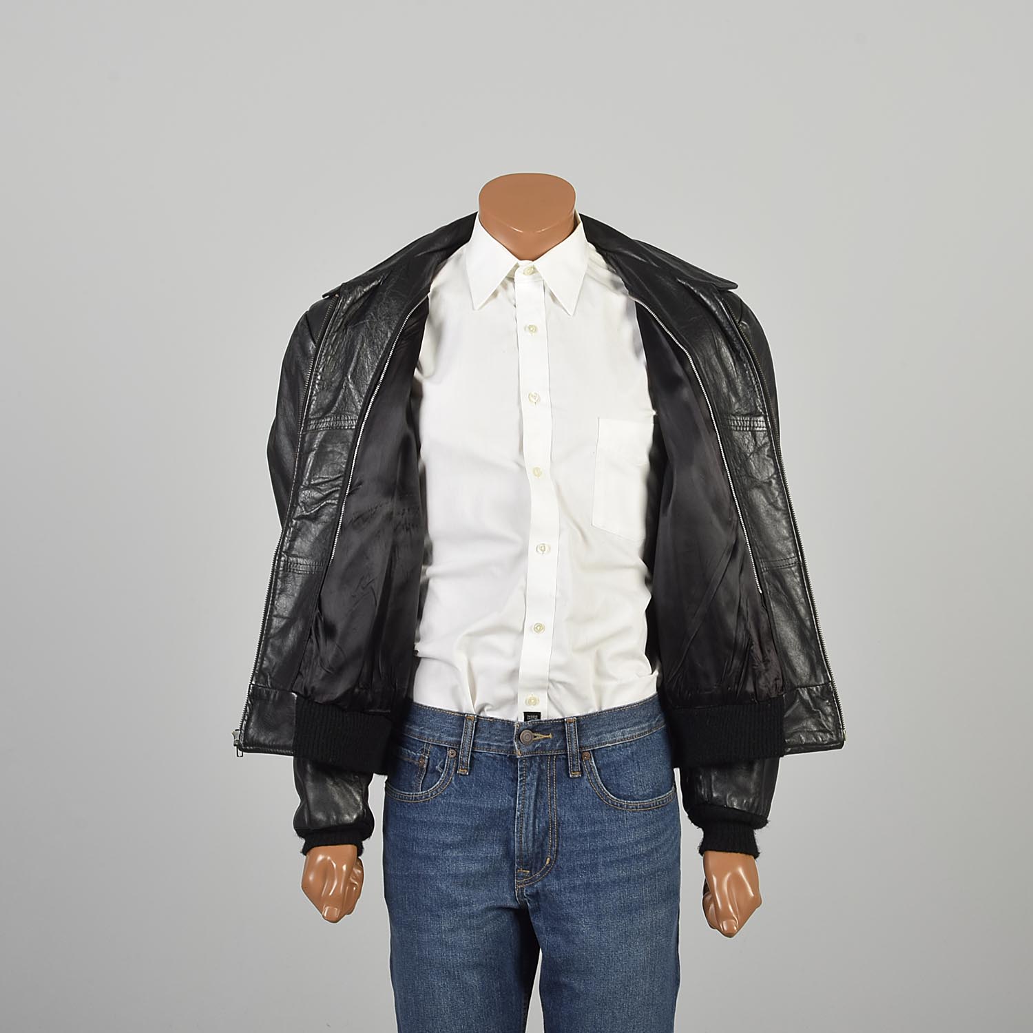 k*円様 80s type A-2 real leather bomber ja Vintage 'Dodge City' Heavy Leather Jacket Mens Biker Bomber