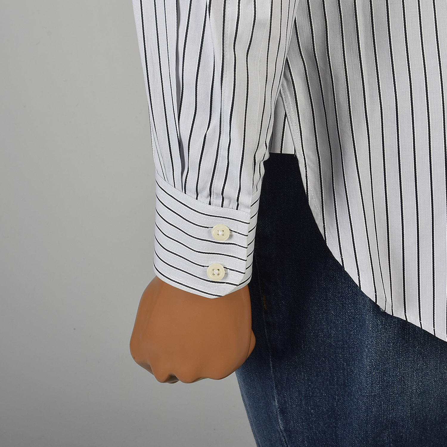 Small 2000s Gray and Black Stripe Dress Shirt Long Sleeve Button Up | eBay