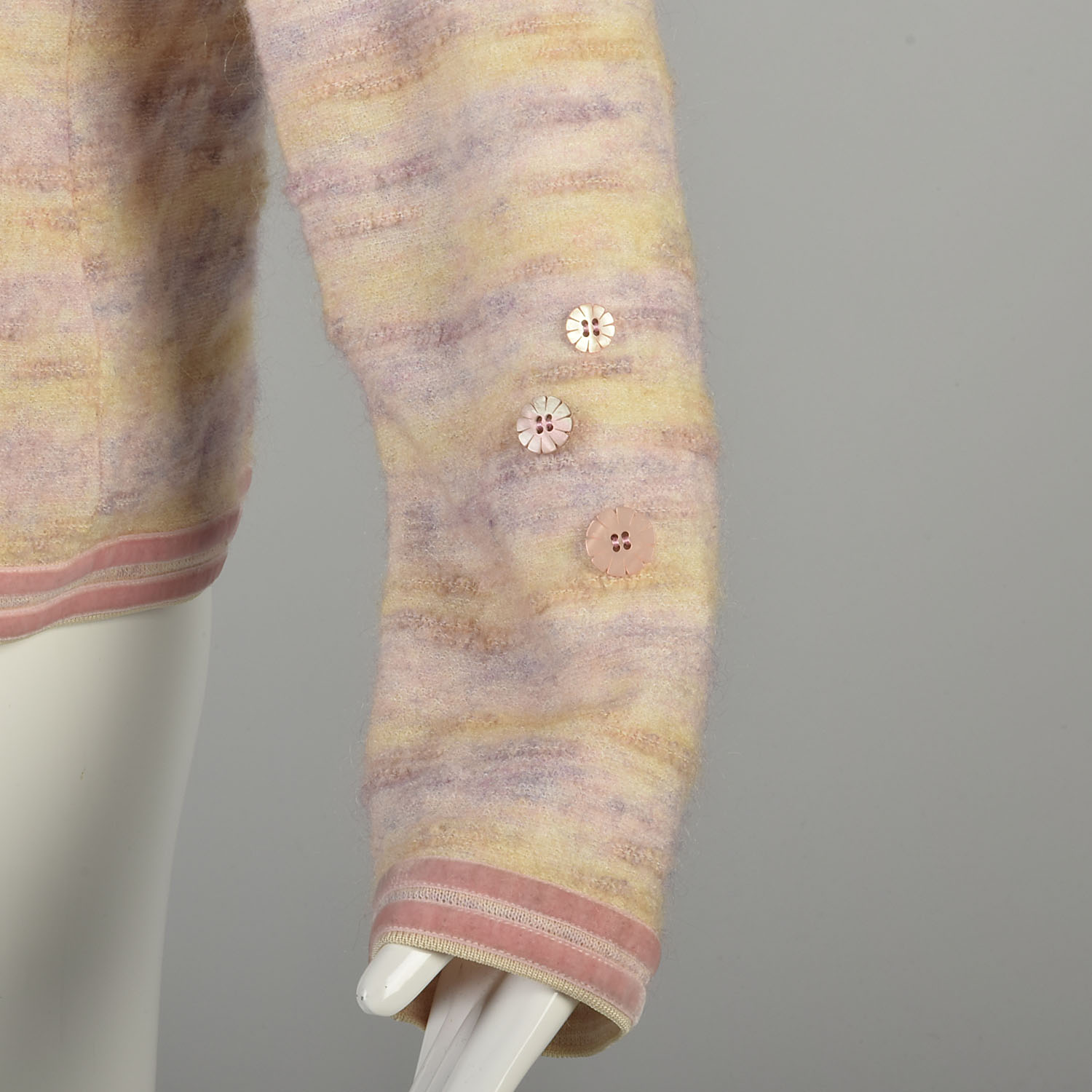 Large 2000s Cardigan Set Twin Set Knit Sweater Baby Pink Beaded 