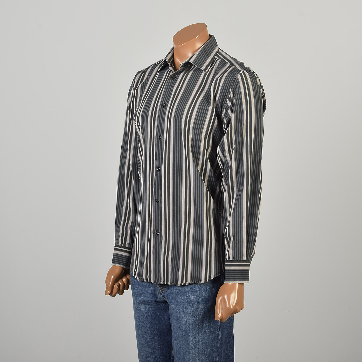 kenzo dress shirt Medium 2000s Kenzo Striped Dress Shirt Blue, Black, Gray, and Purple  Stripes