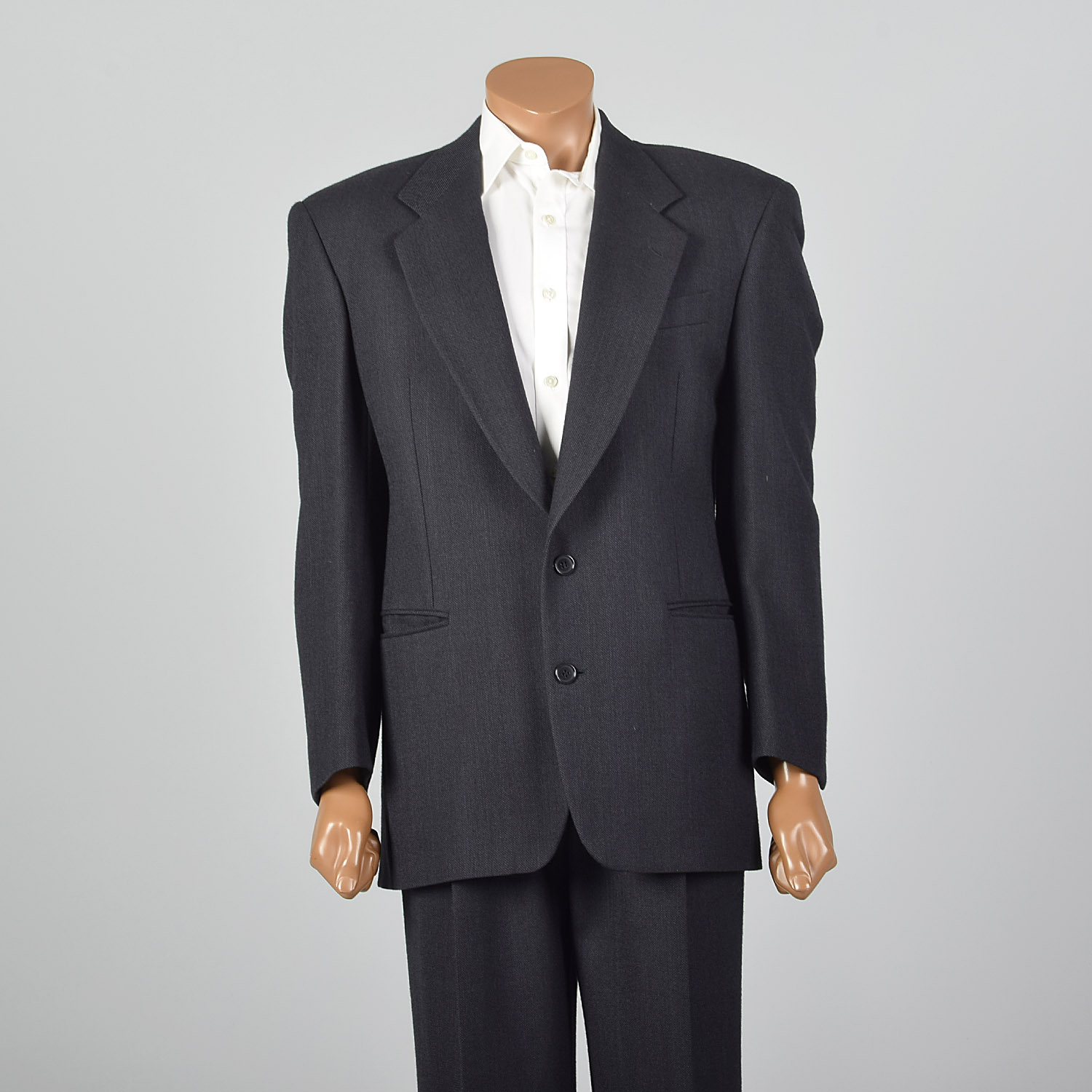 Medium 1990s Gianfranco Ferre Dark Navy Suit VTG Pleated Pants Two 
