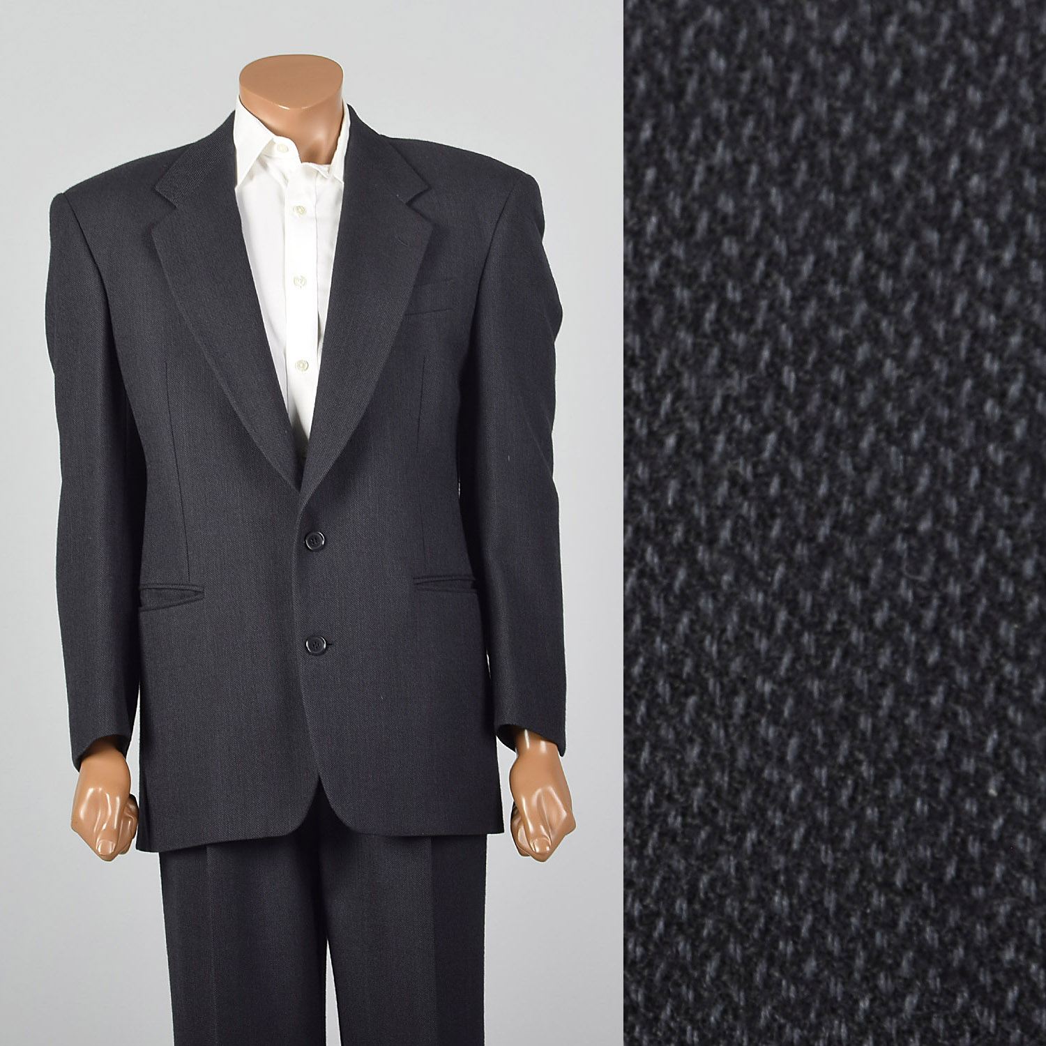 Medium 1990s Gianfranco Ferre Dark Navy Suit VTG Pleated Pants Two 