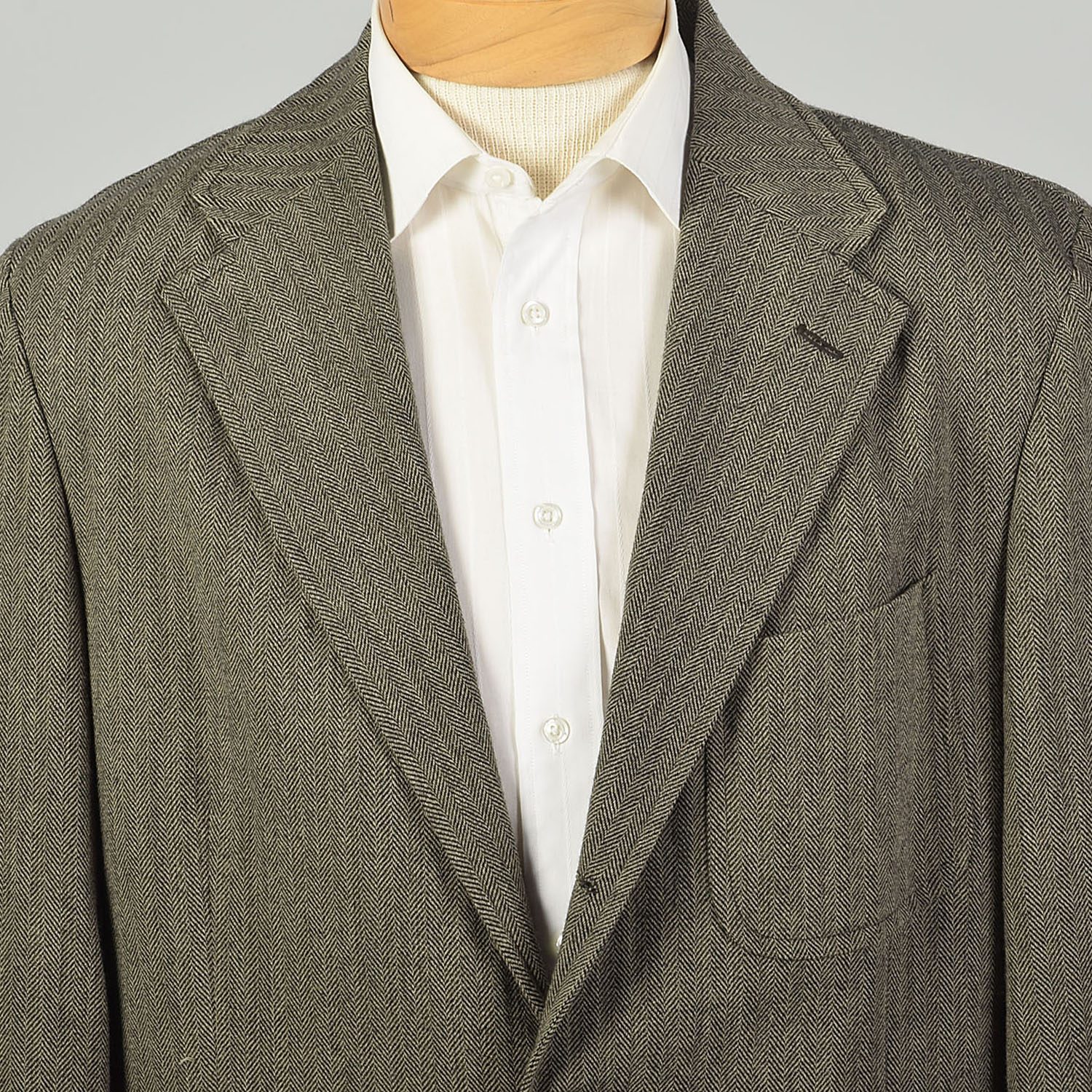 1990s Large Brown Herringbone Wool Tweed Blazer Jacket Ralph