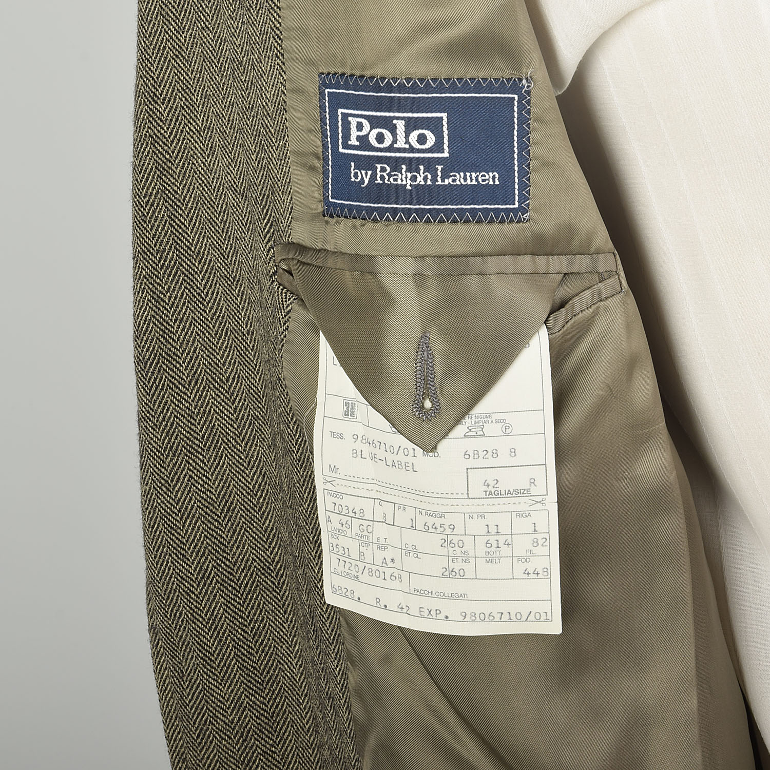 1990s Large Brown Herringbone Wool Tweed Blazer Jacket Ralph