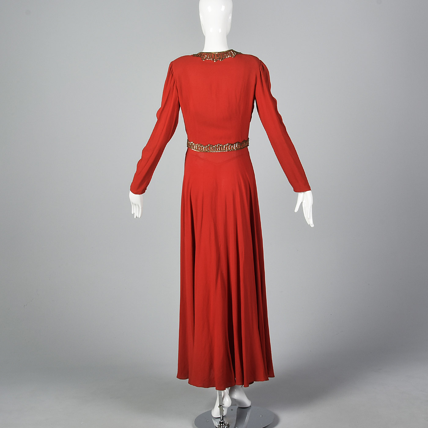1940s Formal Evening Dress Sequin Jacket Set Red Rayon Crepe Gown Old  Hollywood | eBay