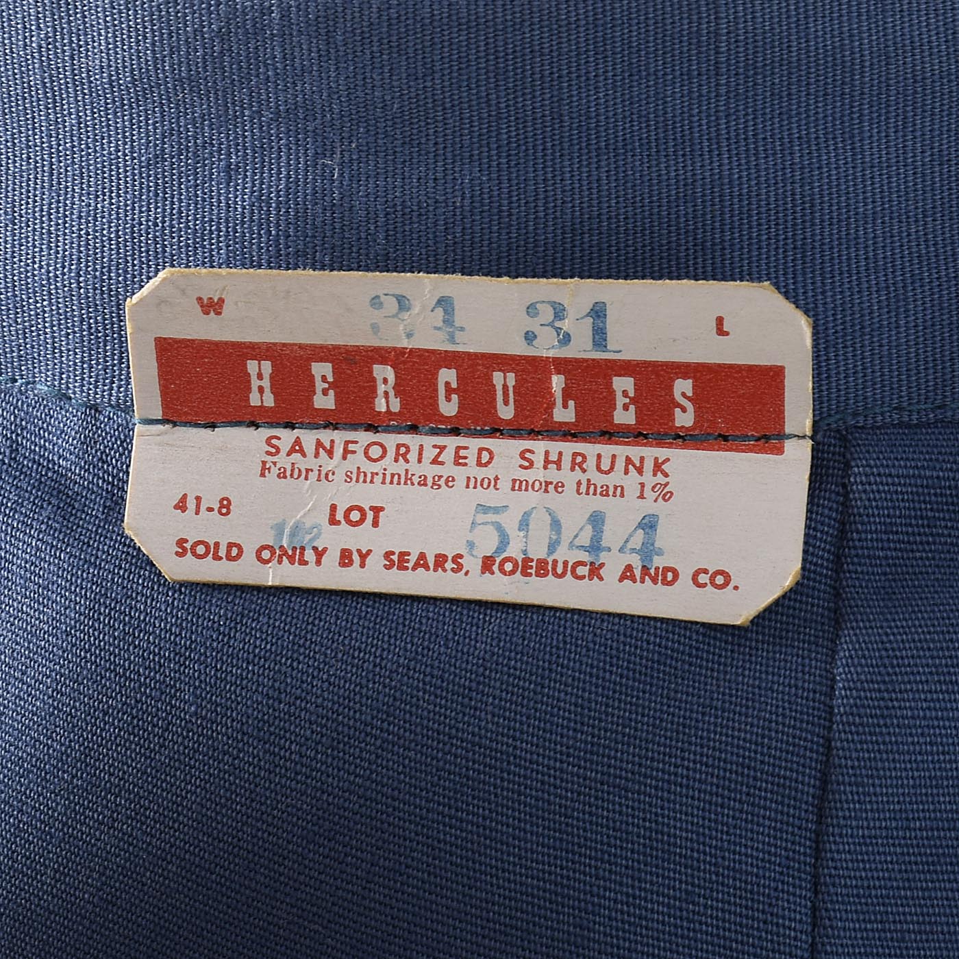 35x30 Deadstock 1940s 40s Hercules Button Fly Workwear Pants Blue