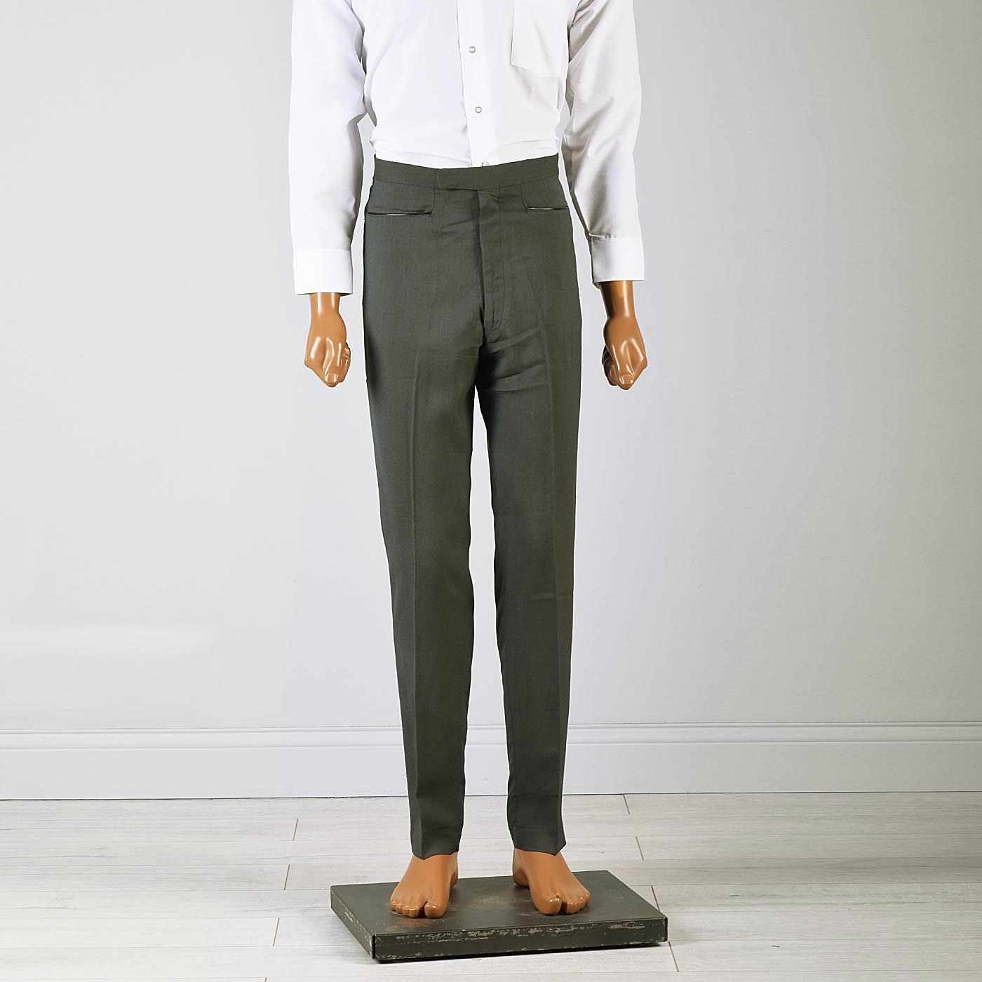 30x29 Vintage 1960s 60s Mod Green Bronze Sharkskin Pants Deadstock