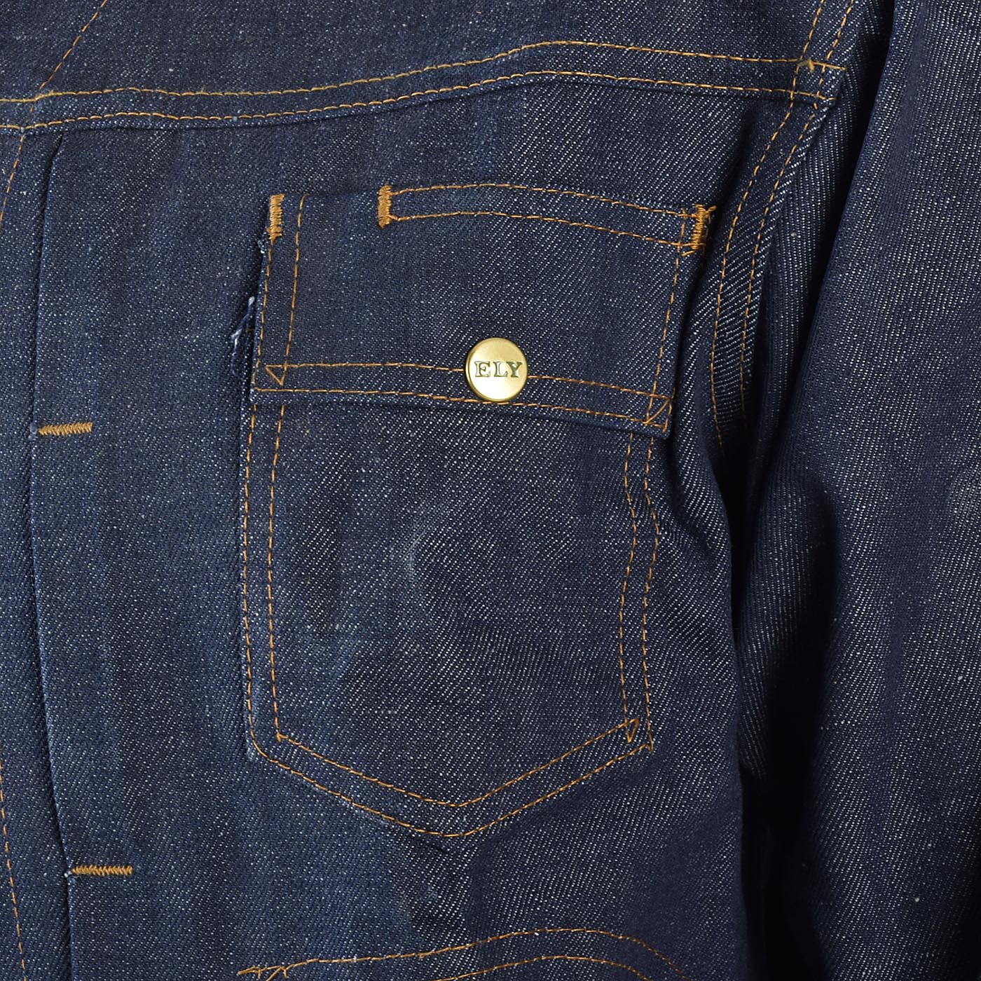44 Mens NOS VTG 70s Selvedge Indigo Denim Jean Jacket Snap Front