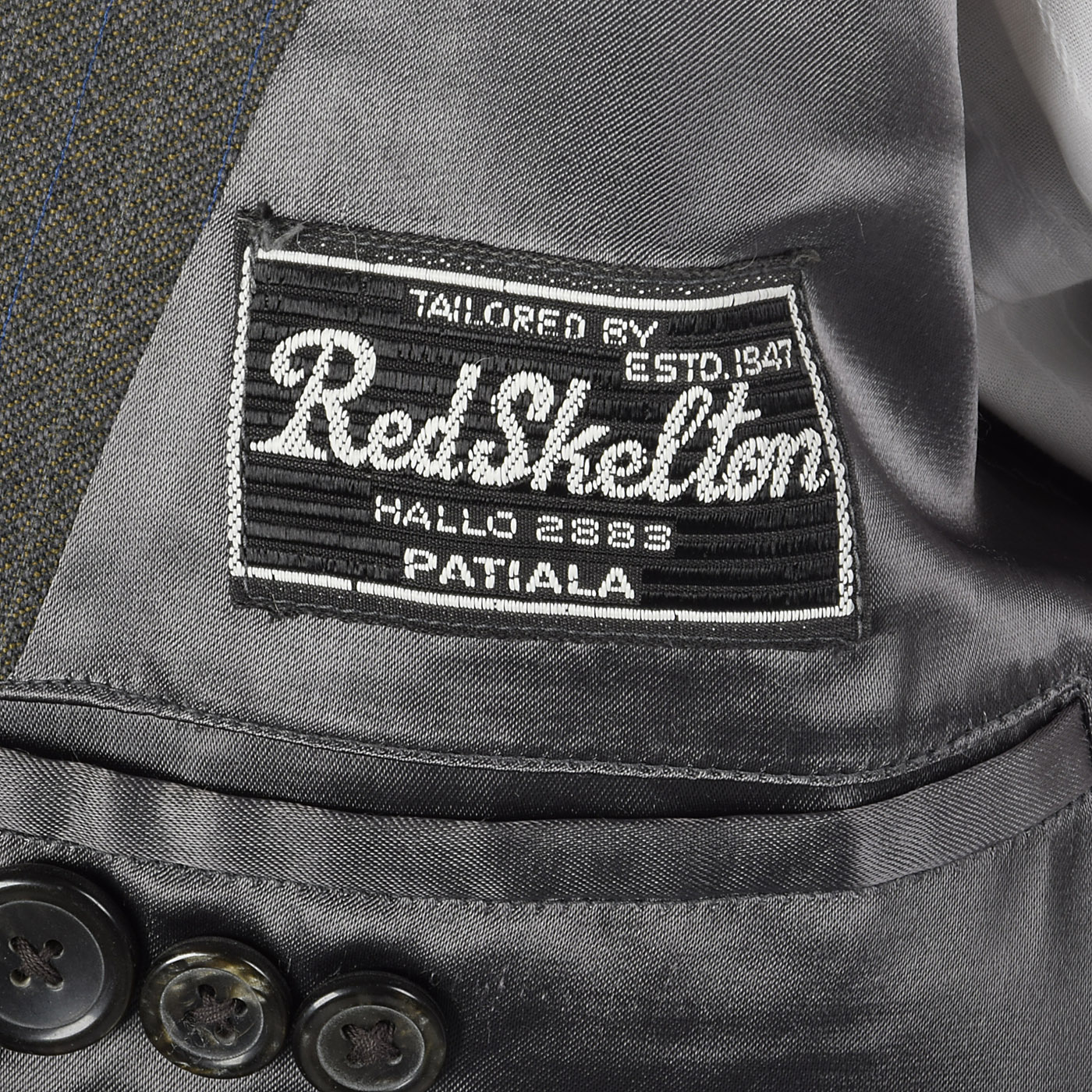 42L 1980s Mens Double Breasted Pinstripe Suit Jacket Gray Blue 