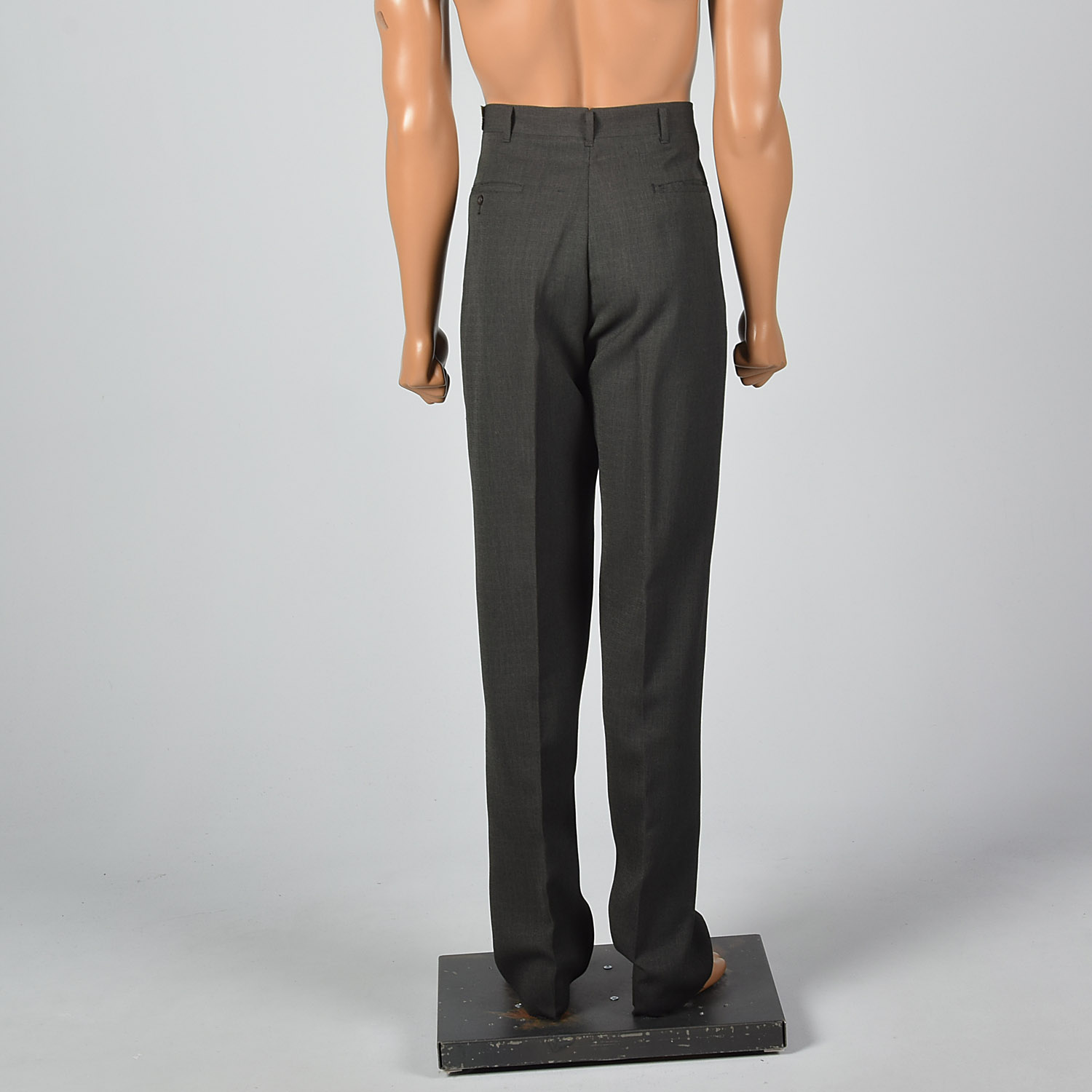 M 32x37 1950s Mens Pants Gray Flat Front Rockabilly Tapered Leg Trousers 50s VTG | eBay