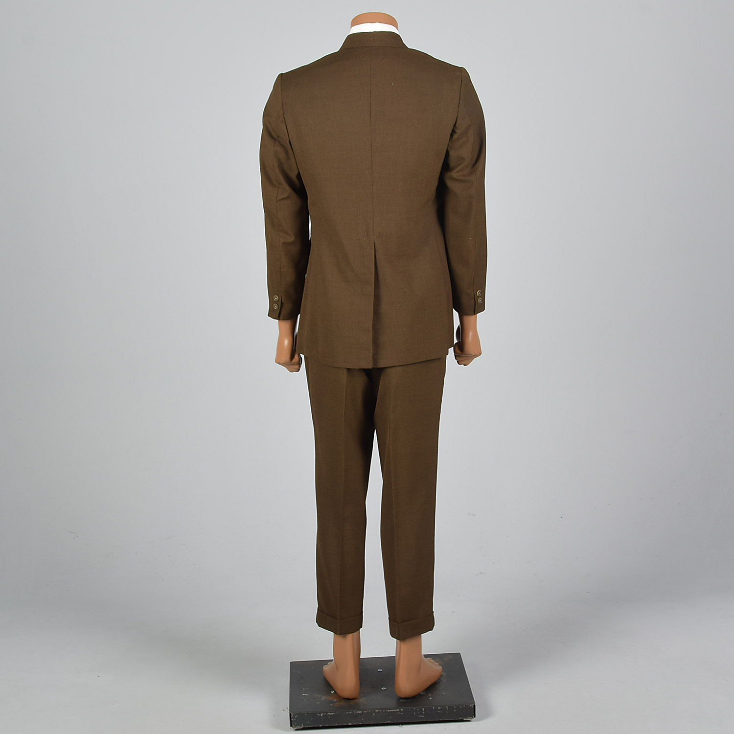 Medium 1960s Brown Suit 39S 3 Roll 2 Jacket Vintage Tapered Pants